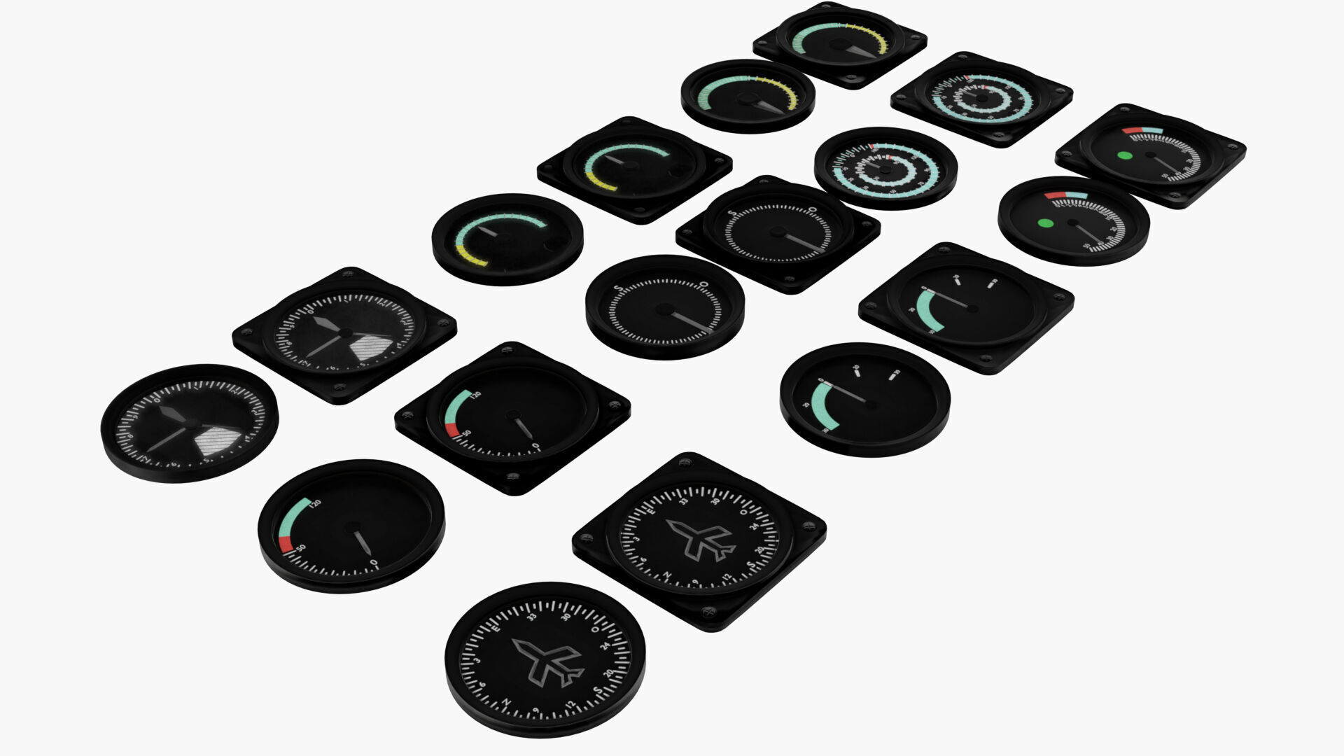 Low Poly Realistic Tachometer for Cars and Aircraft Low-poly 3D model_5