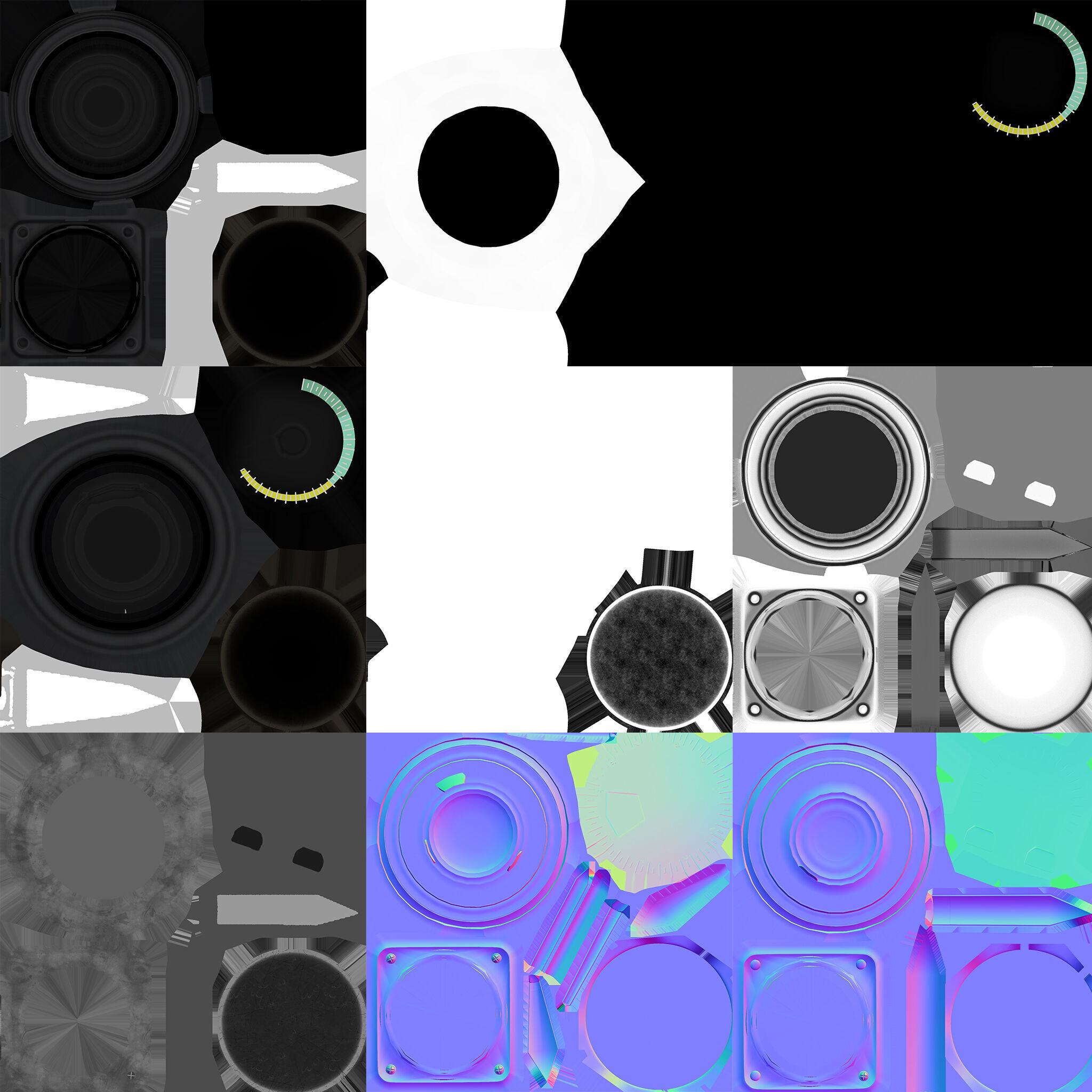 Low Poly Realistic Tachometer for Cars and Aircraft Low-poly 3D model_8