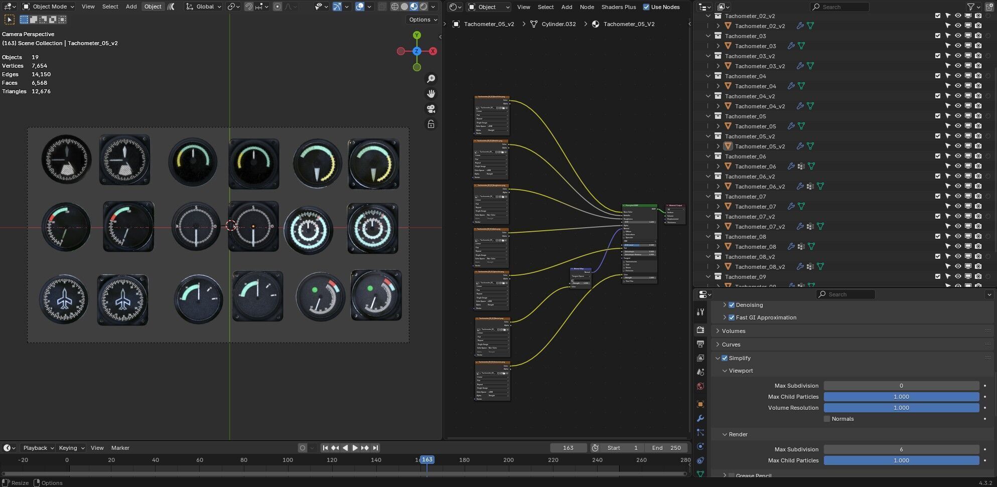 Low Poly Realistic Tachometer for Cars and Aircraft Low-poly 3D model_9