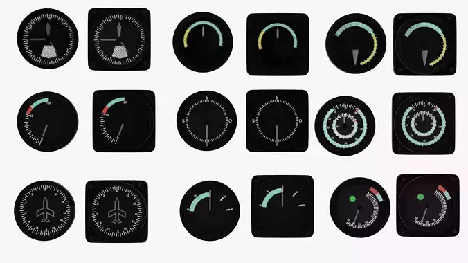 Low Poly Realistic Tachometer for Cars and Aircraft Low-poly 3D model