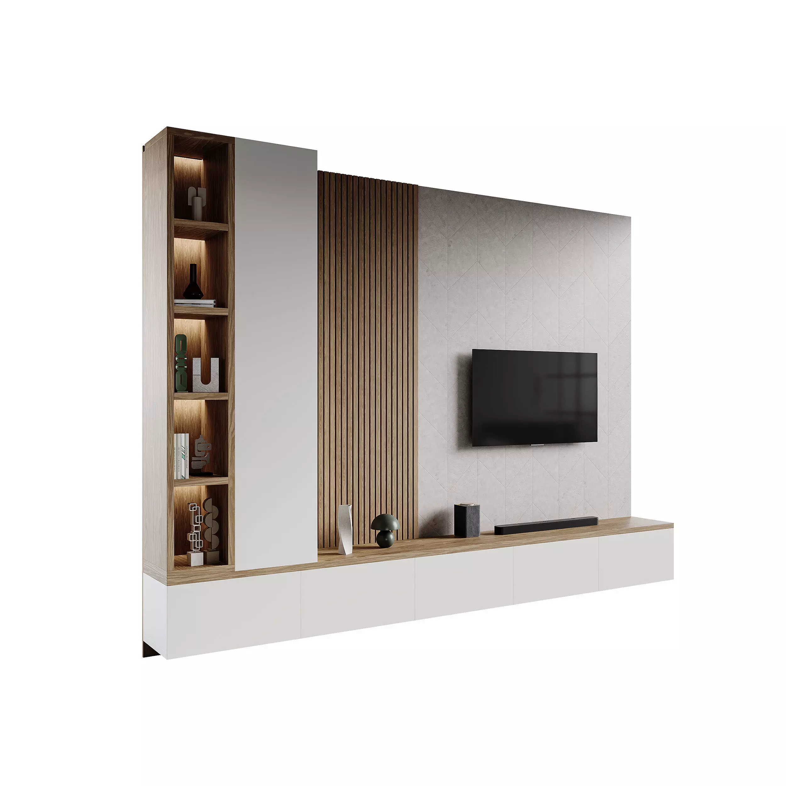 Modern TV Wall 019 3D model_0