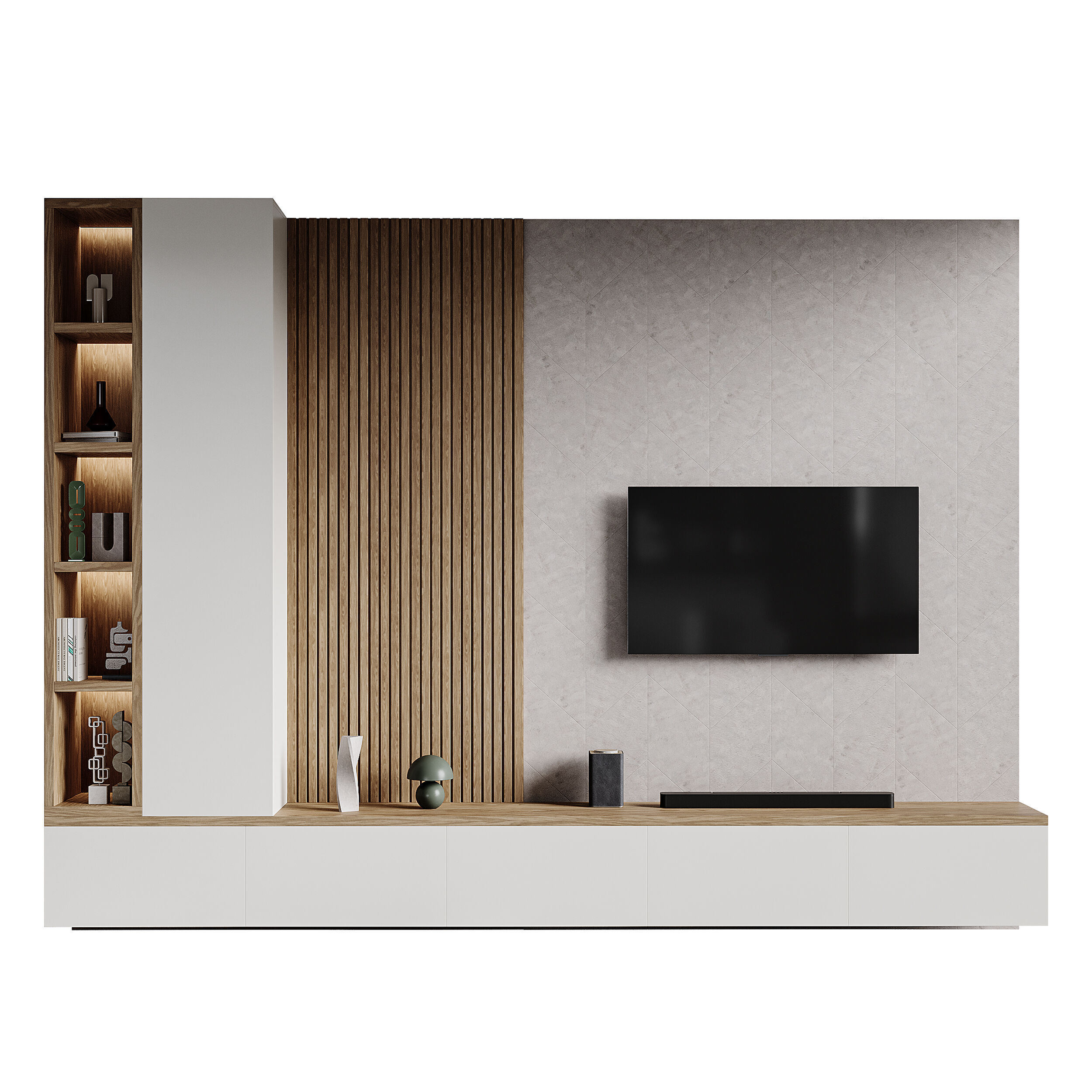Modern TV Wall 019 3D model_1