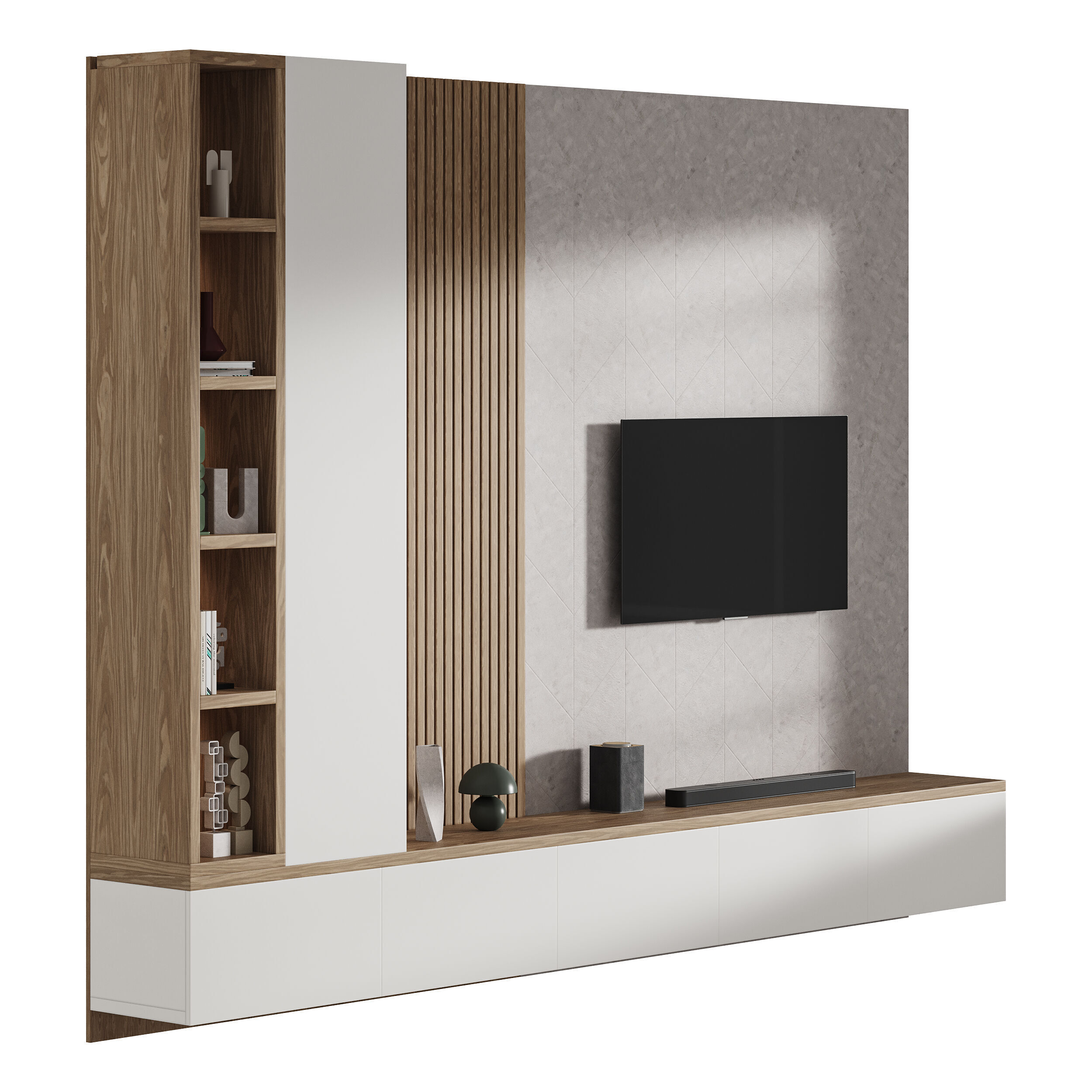 Modern TV Wall 019 3D model_2