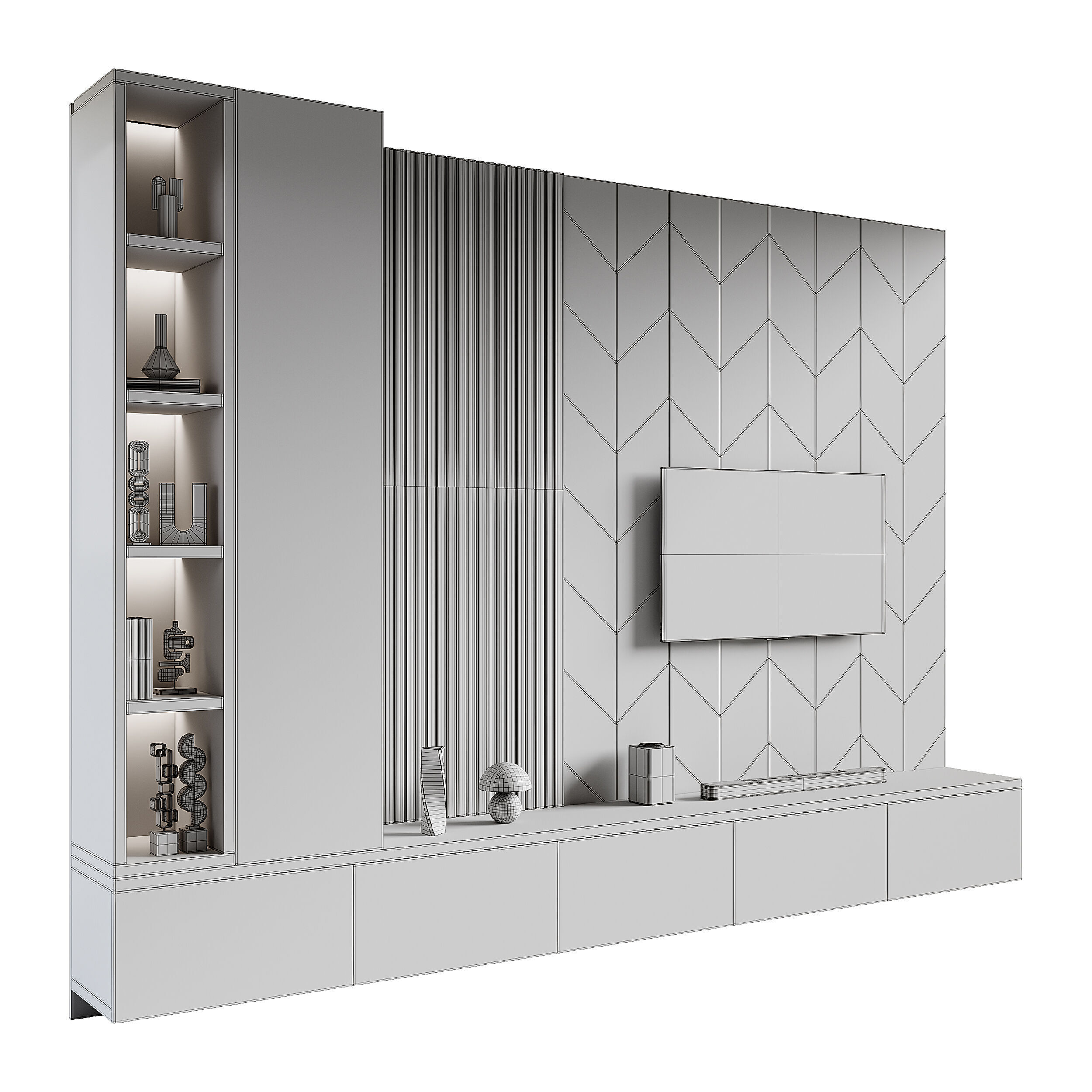 Modern TV Wall 019 3D model_13
