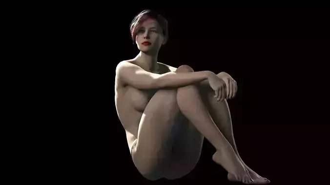 Sexy Sad Girl Sitting Alone 