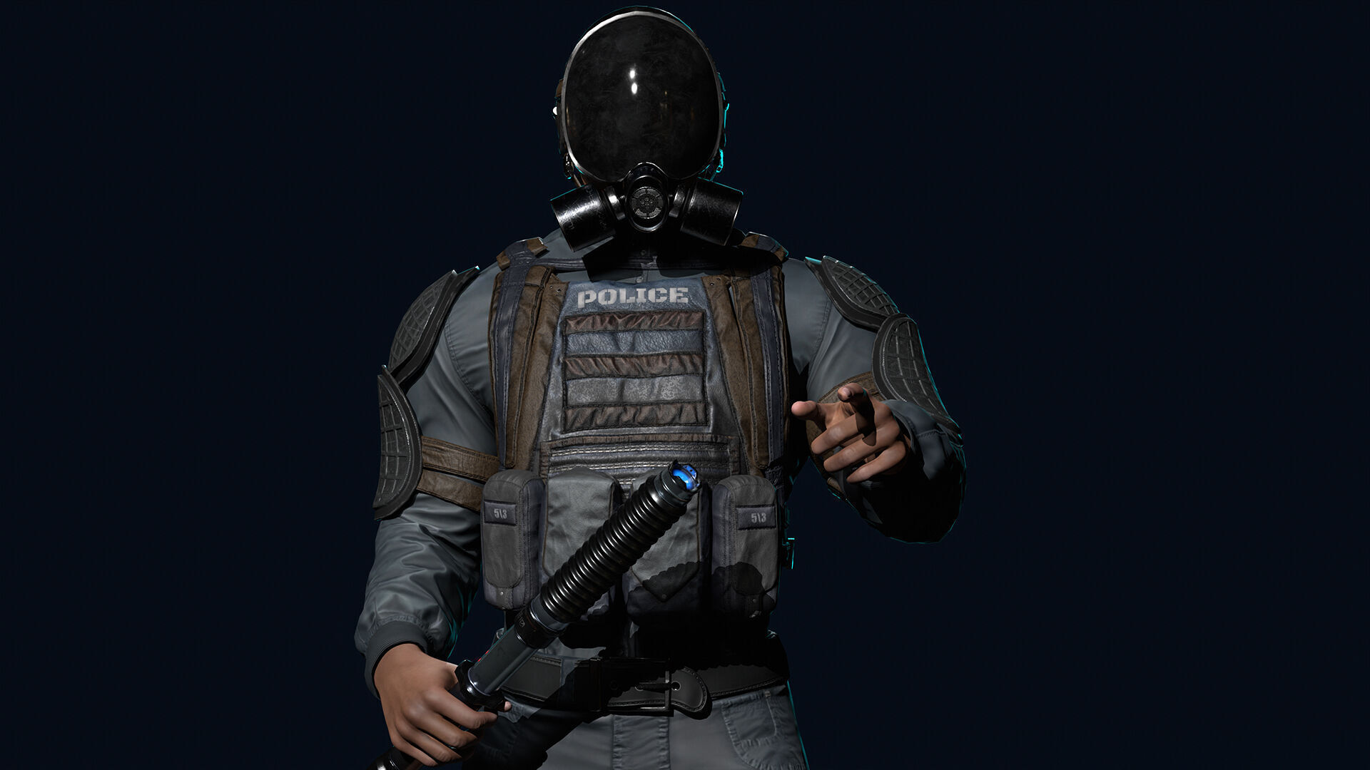 Policeman Low-poly 3D model_9