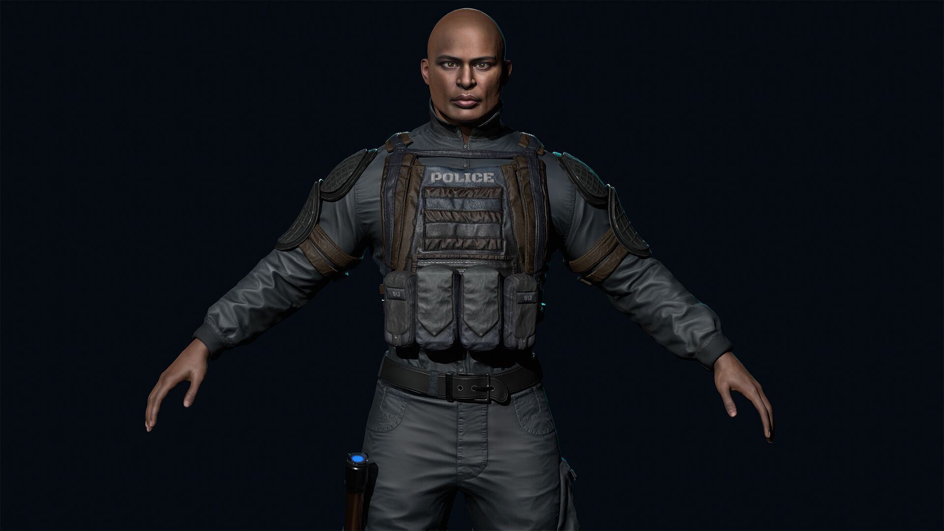 Policeman Low-poly 3D model_13