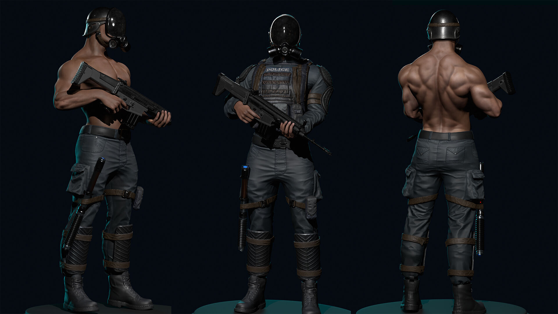Policeman Low-poly 3D model_8