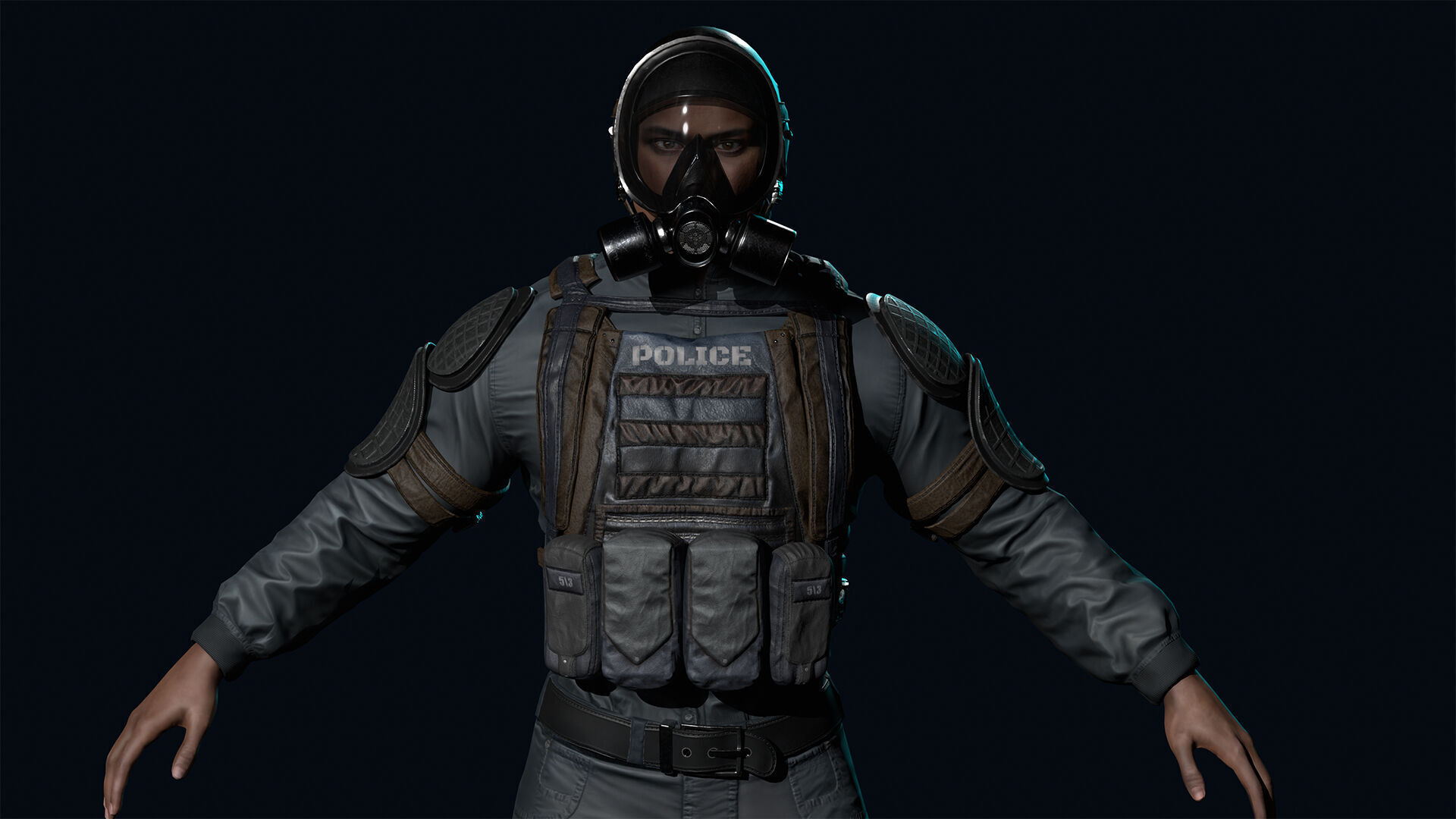 Policeman Low-poly 3D model_14