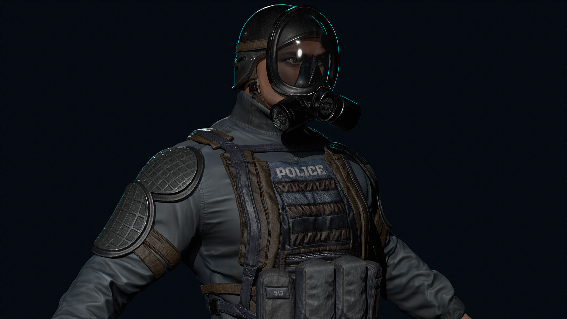 Policeman Low-poly 3D model_15