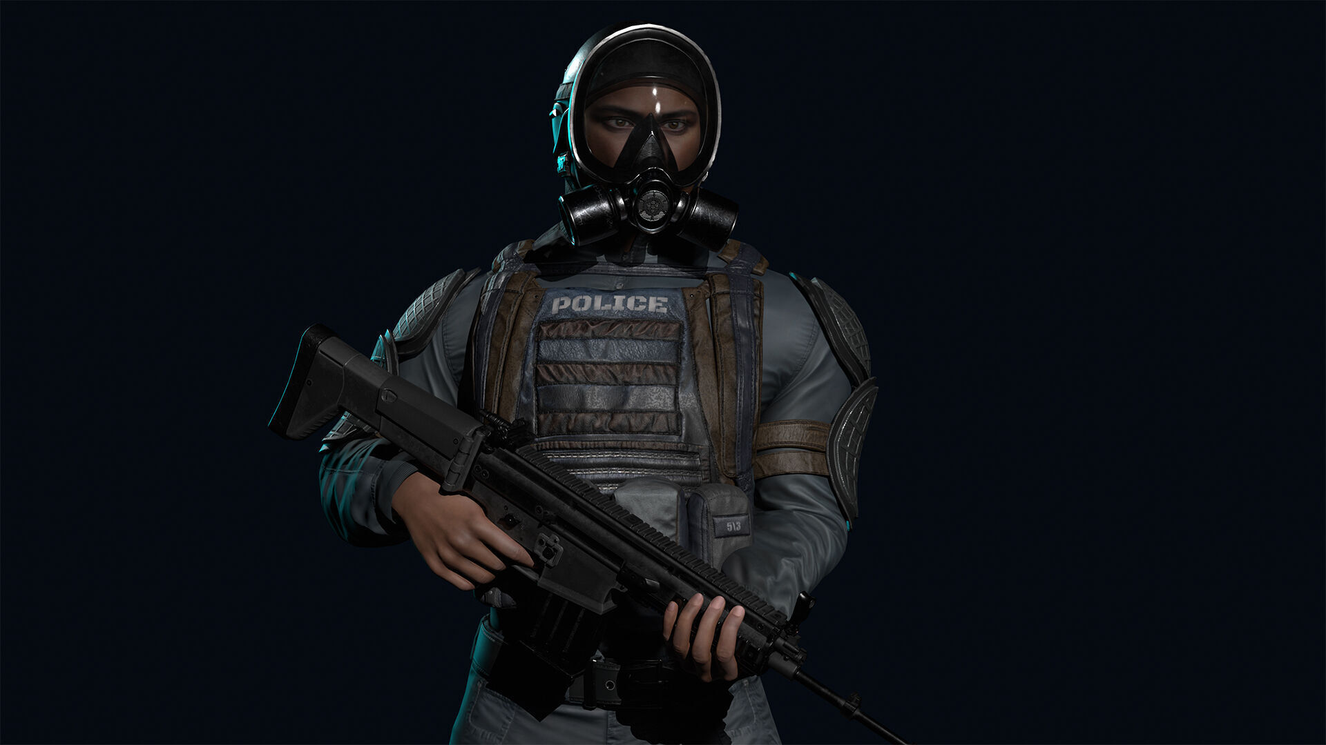 Policeman Low-poly 3D model_4