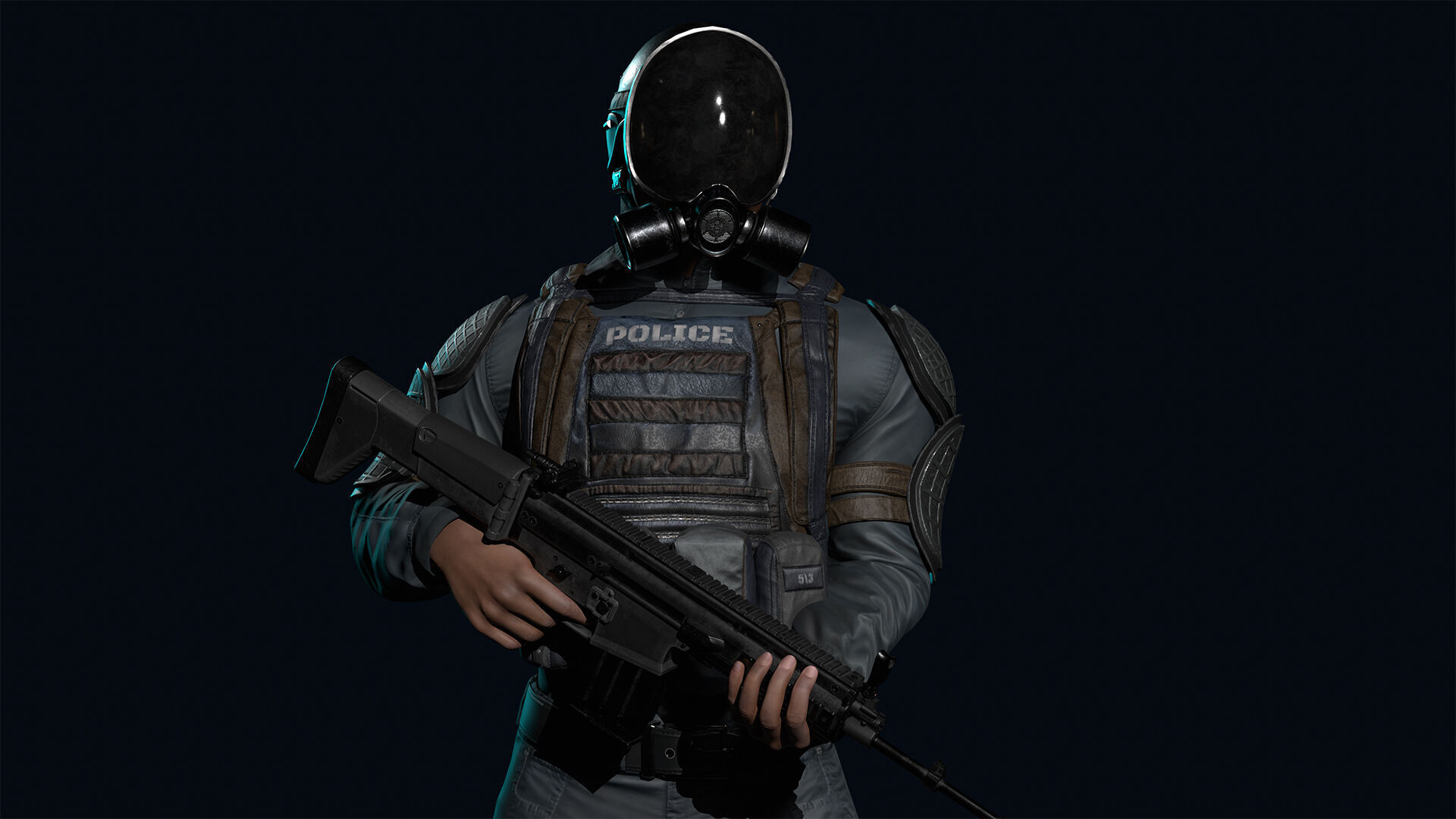 Policeman Low-poly 3D model_3