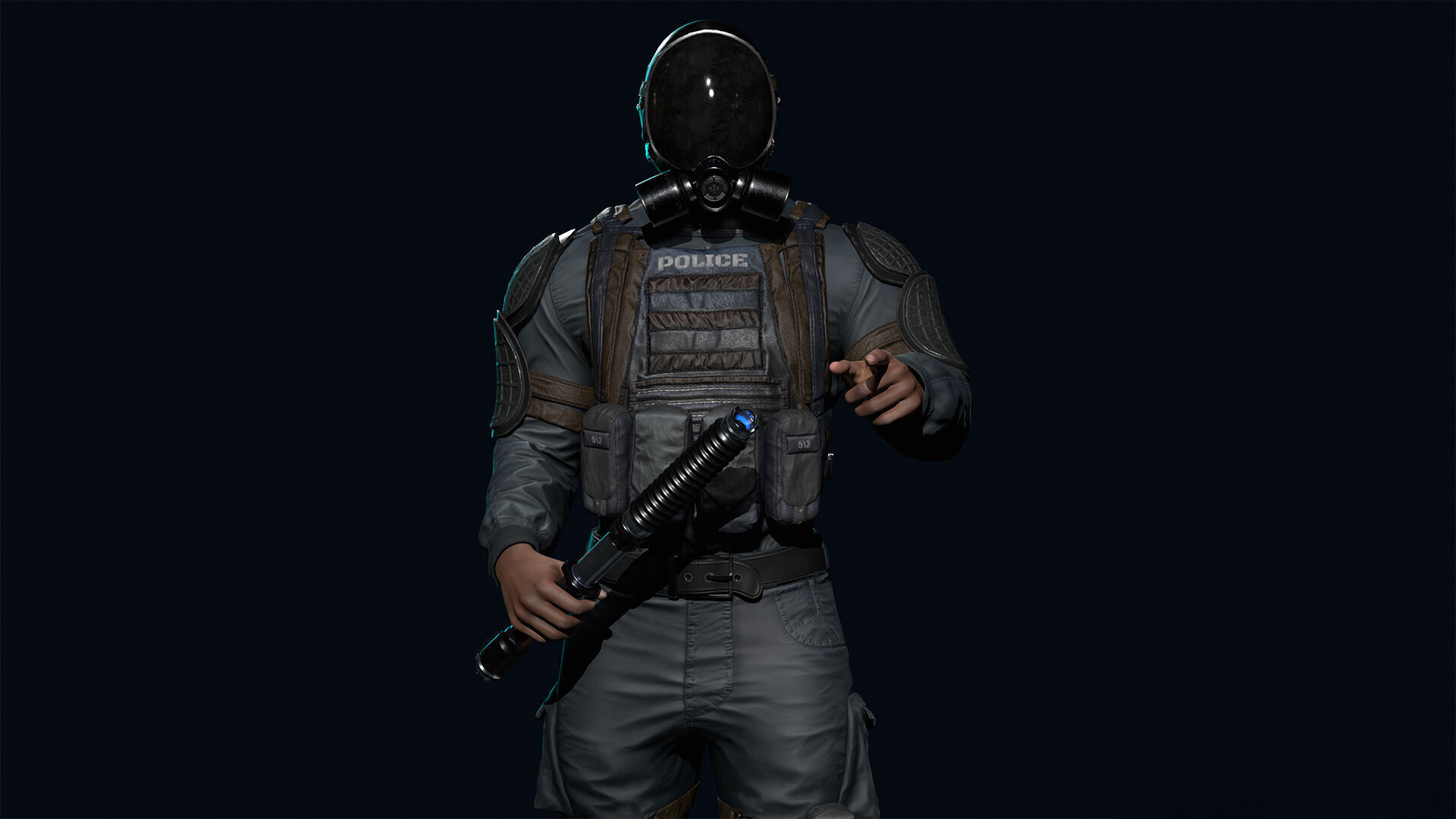 Policeman Low-poly 3D model_5