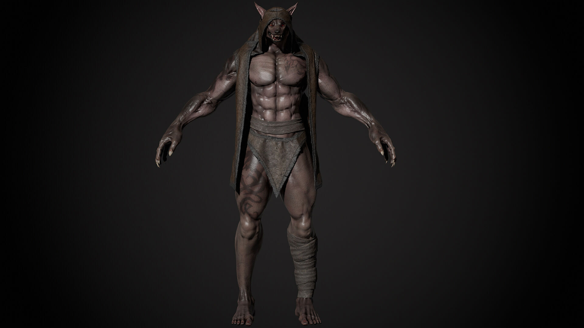 Werewolf Low-poly 3D model_7