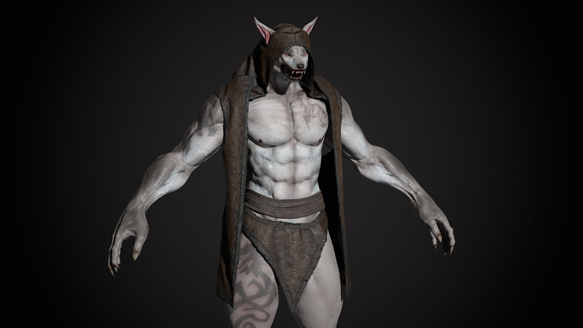 Werewolf Low-poly 3D model_4