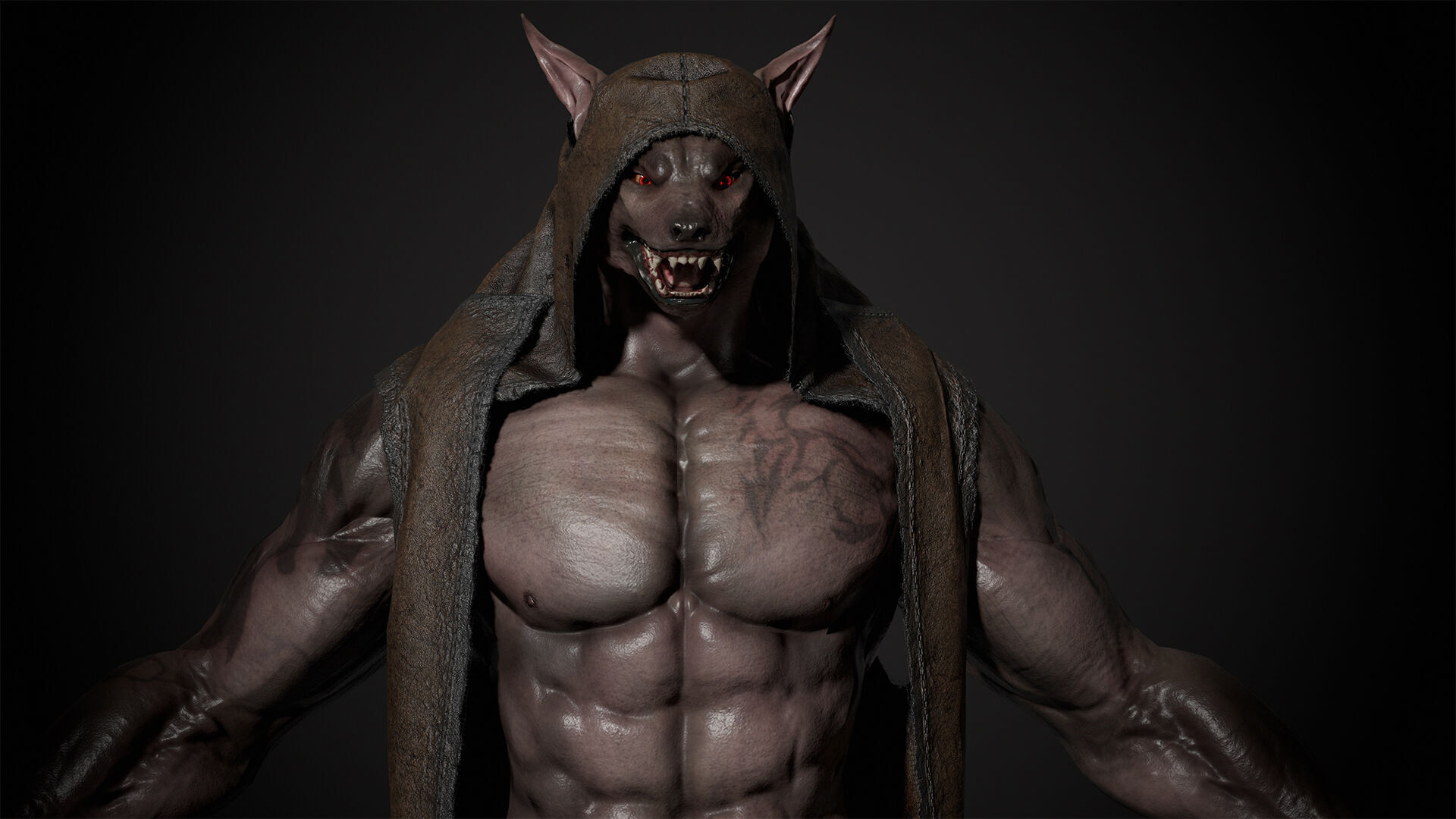 Werewolf Low-poly 3D model_6
