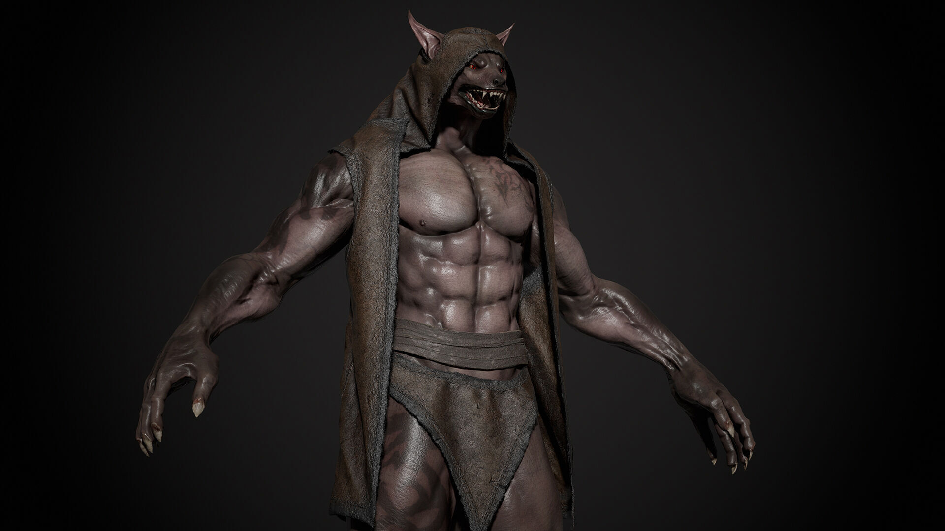 Werewolf Low-poly 3D model_3