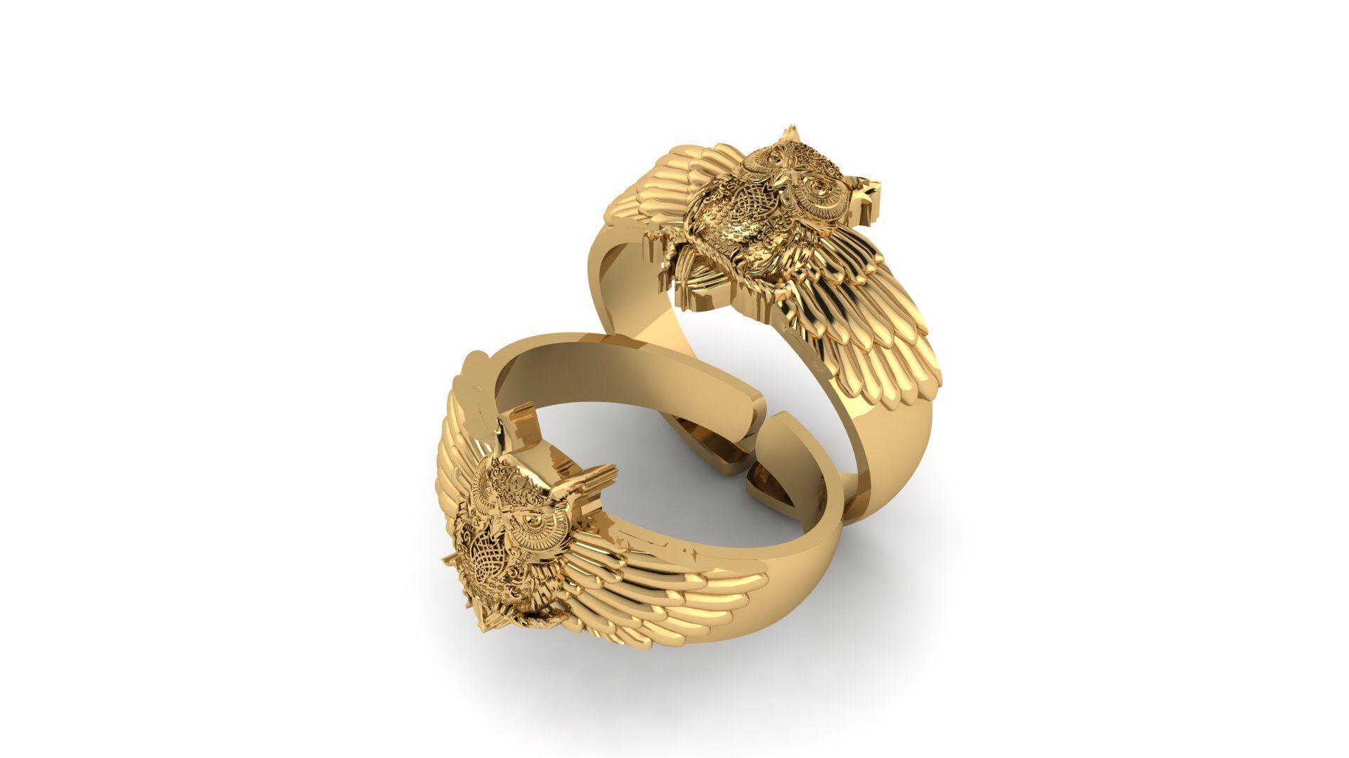 Owl Ring 3D print model_3