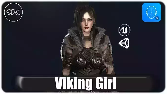Viking Girl Low-poly 3D model