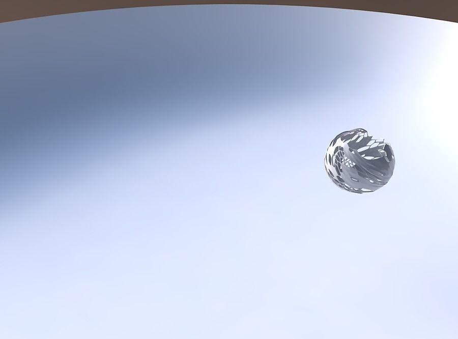 Bowl spheric wavy with twisted organic skin with holes 3D print model_3