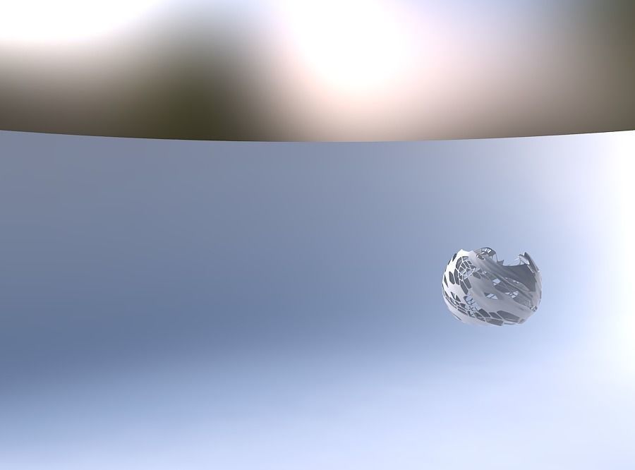 Bowl spheric wavy with twisted organic skin with holes 3D print model_4