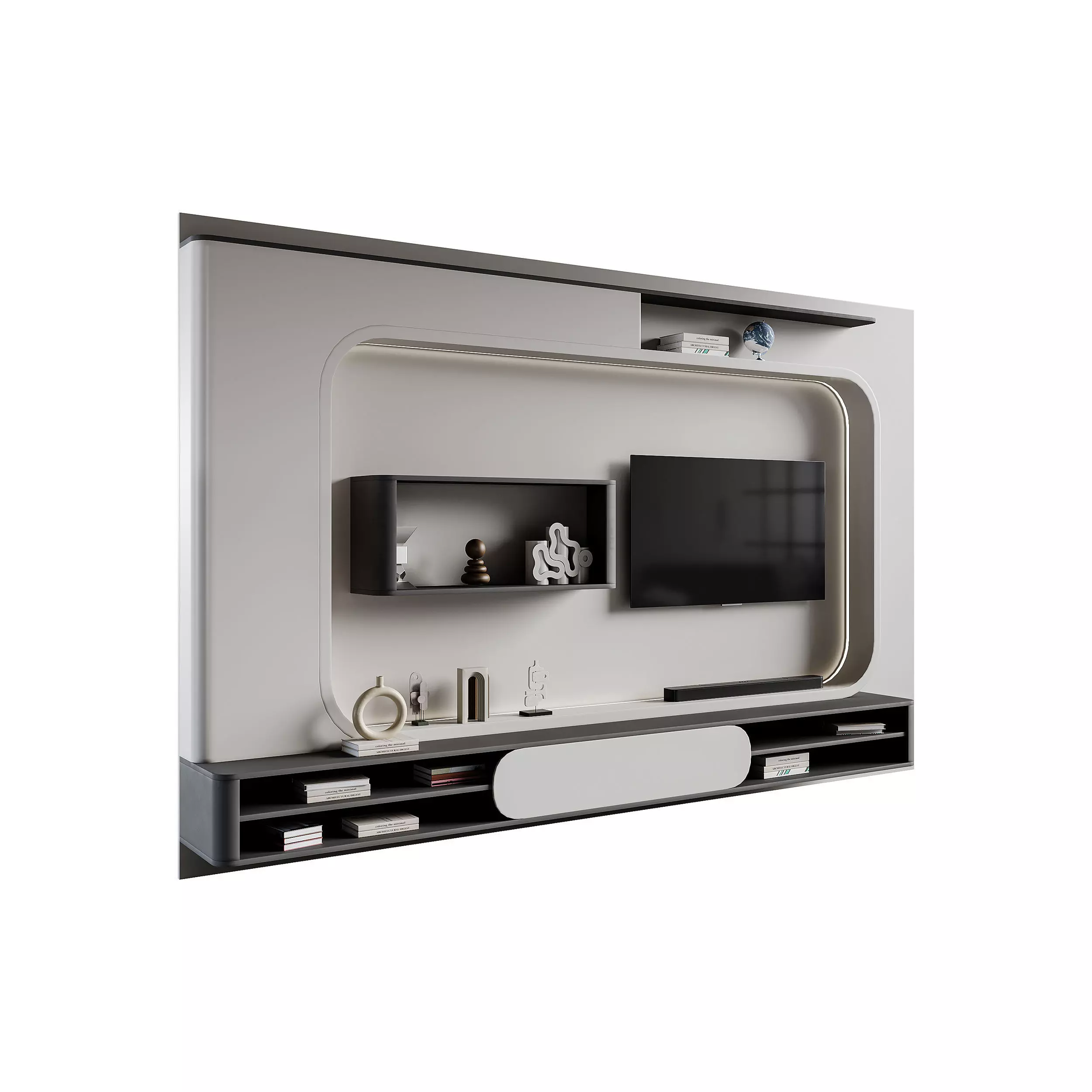 Modern TV Wall 023 3D model_0