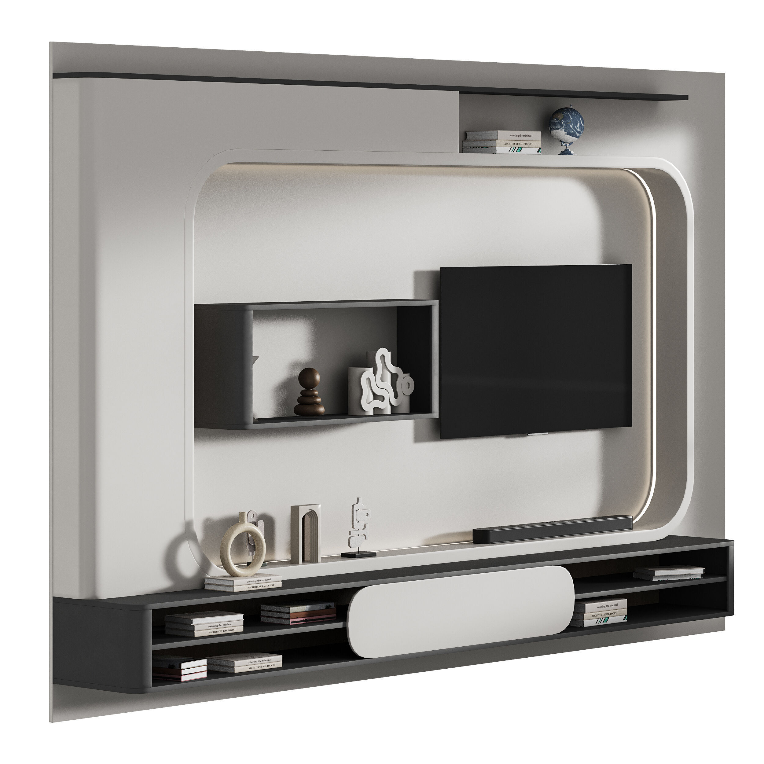 Modern TV Wall 023 3D model_10