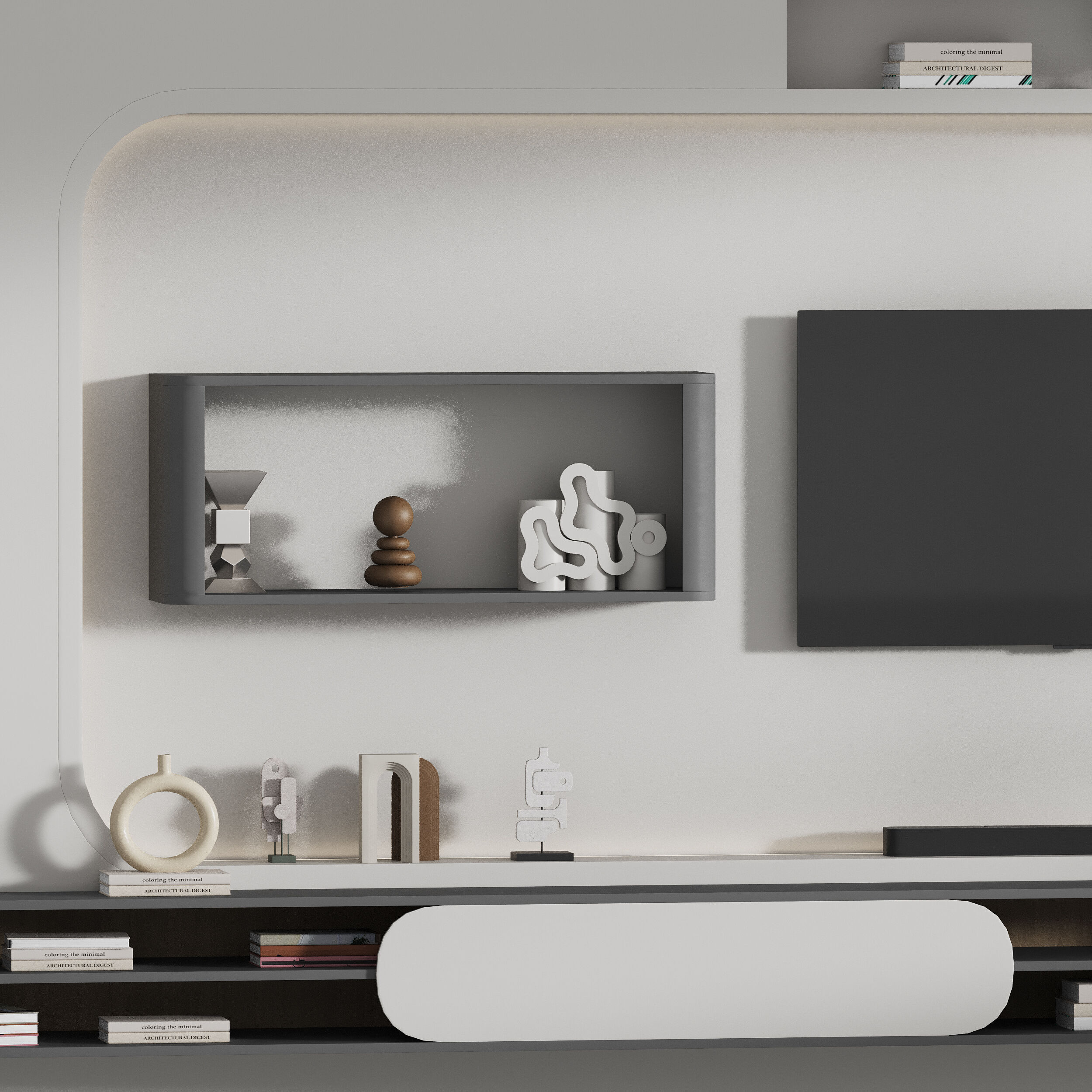 Modern TV Wall 023 3D model_11