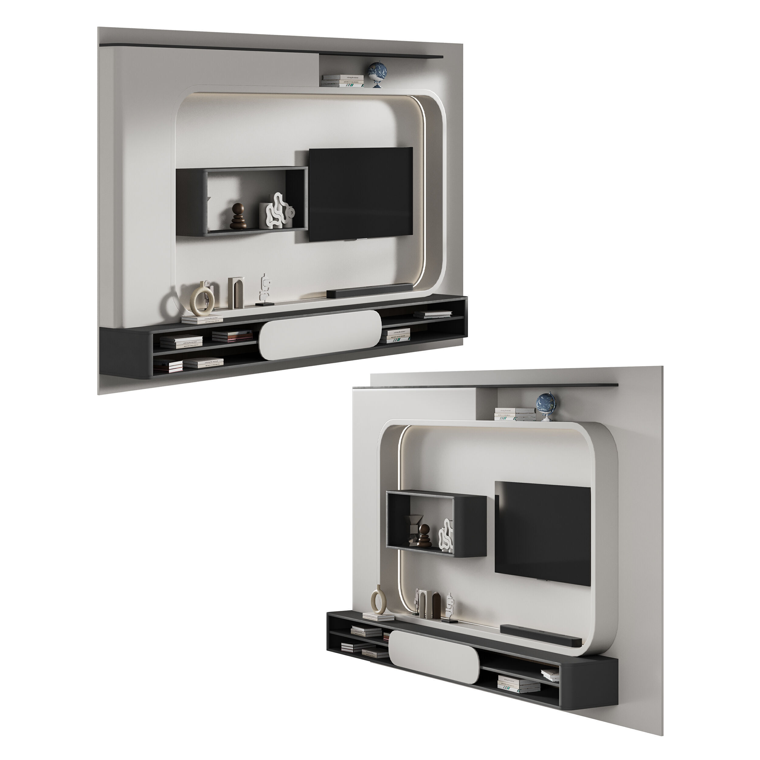 Modern TV Wall 023 3D model_12