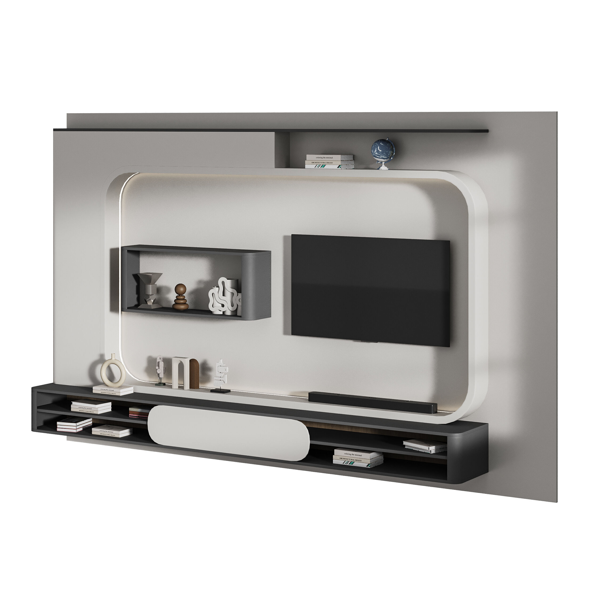 Modern TV Wall 023 3D model_2