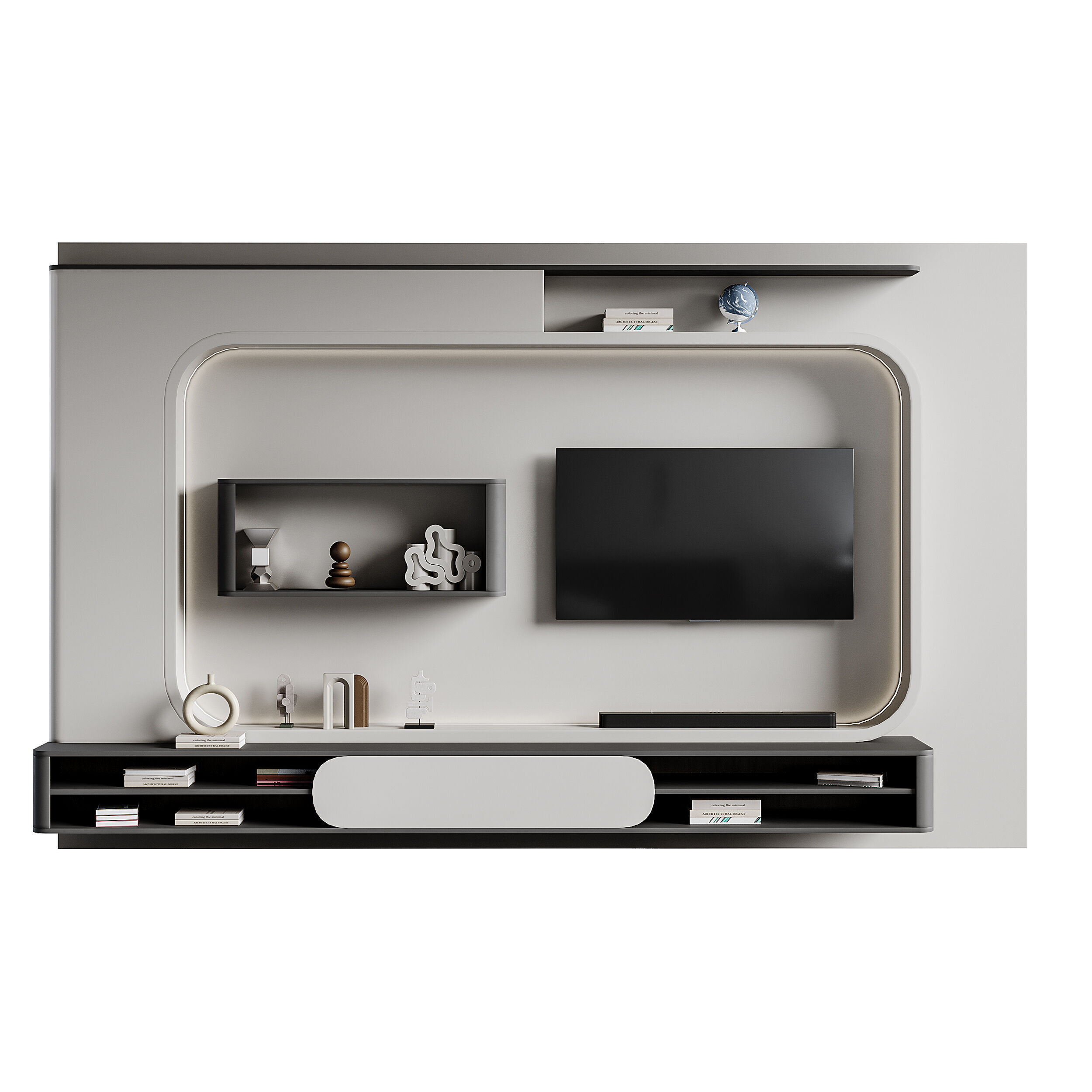 Modern TV Wall 023 3D model_1
