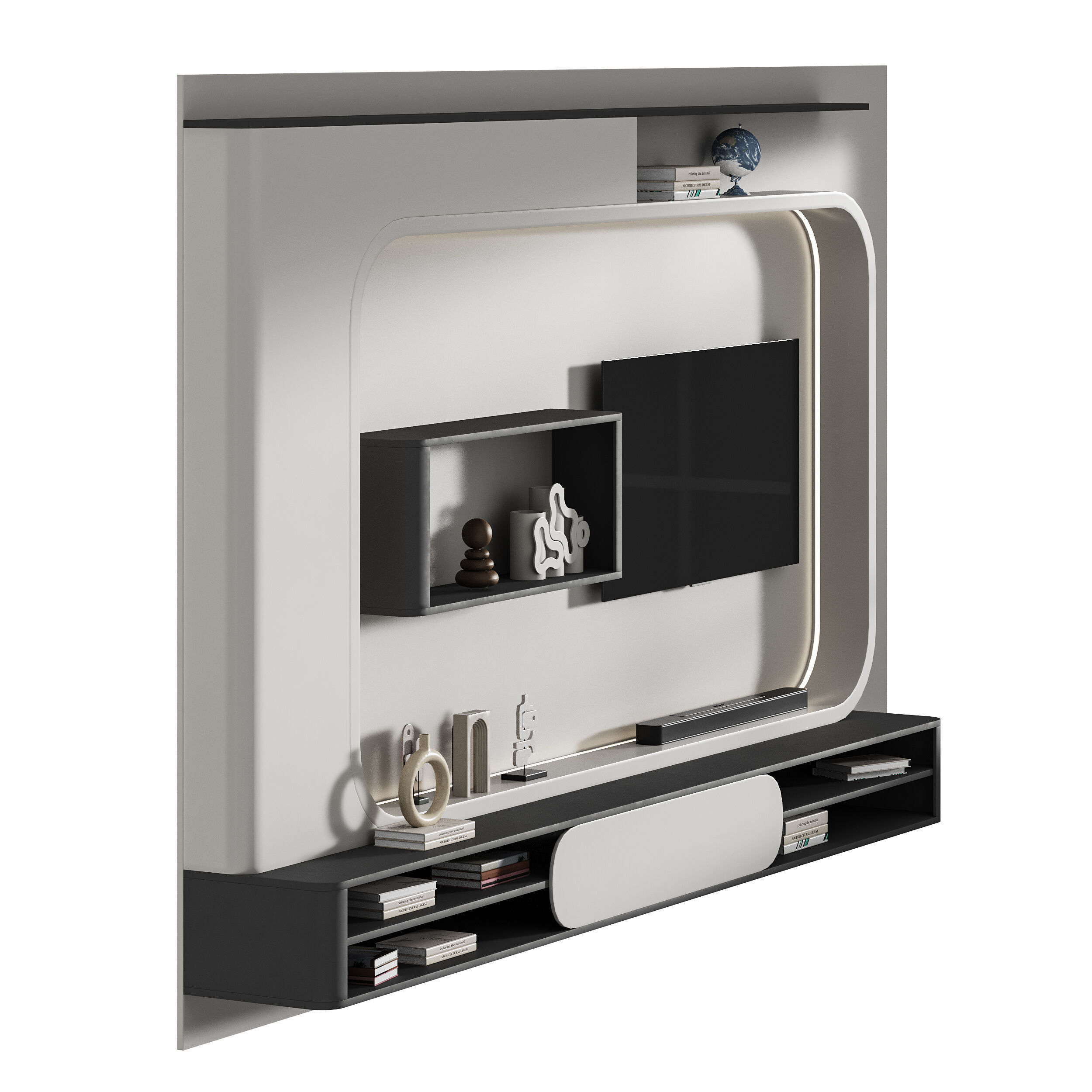 Modern TV Wall 023 3D model_8