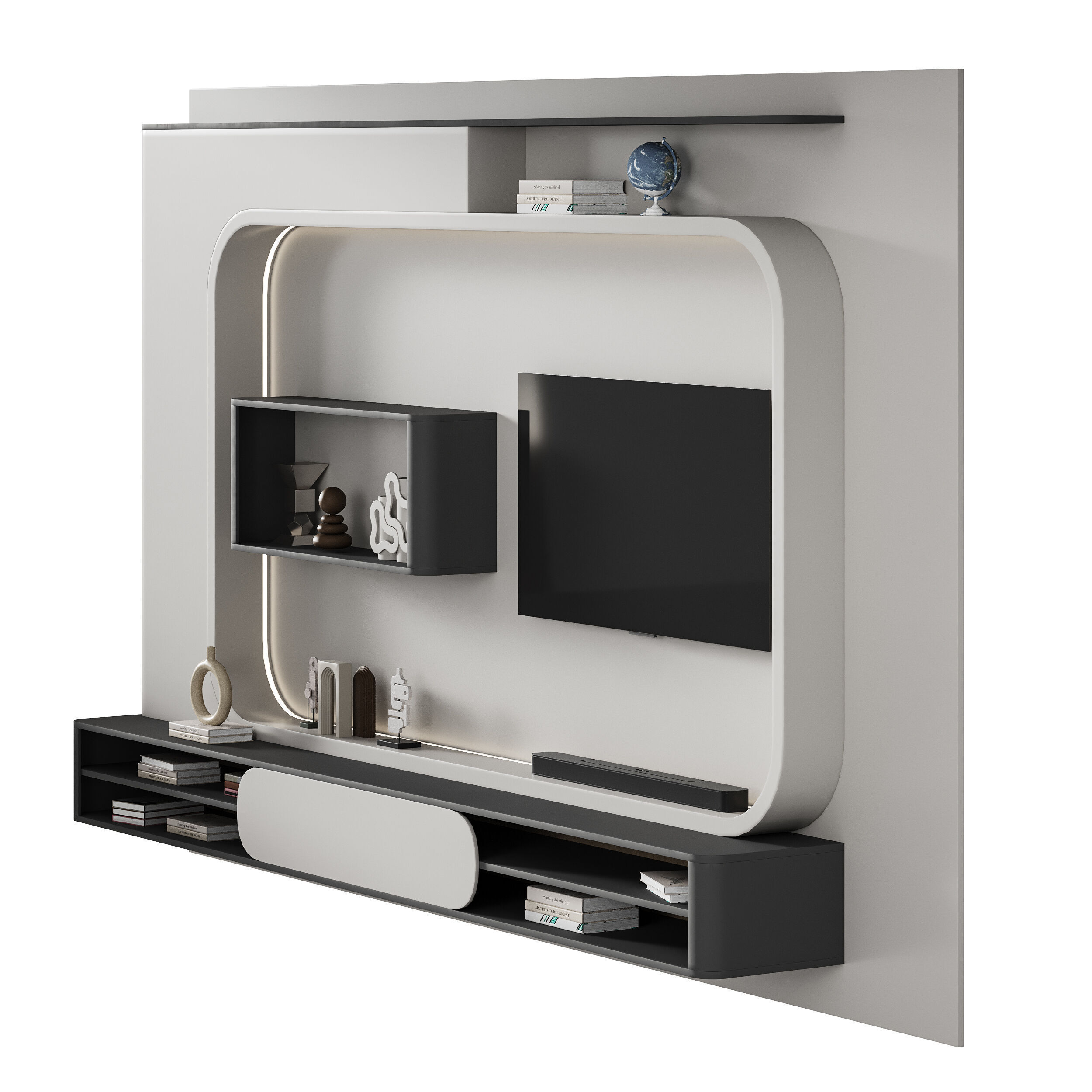 Modern TV Wall 023 3D model_5