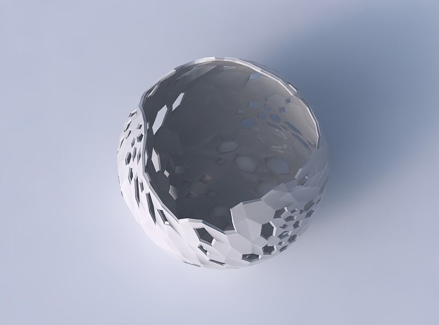 Bowl spheric wavy with twisted crystal skin with holes 3D print model_2