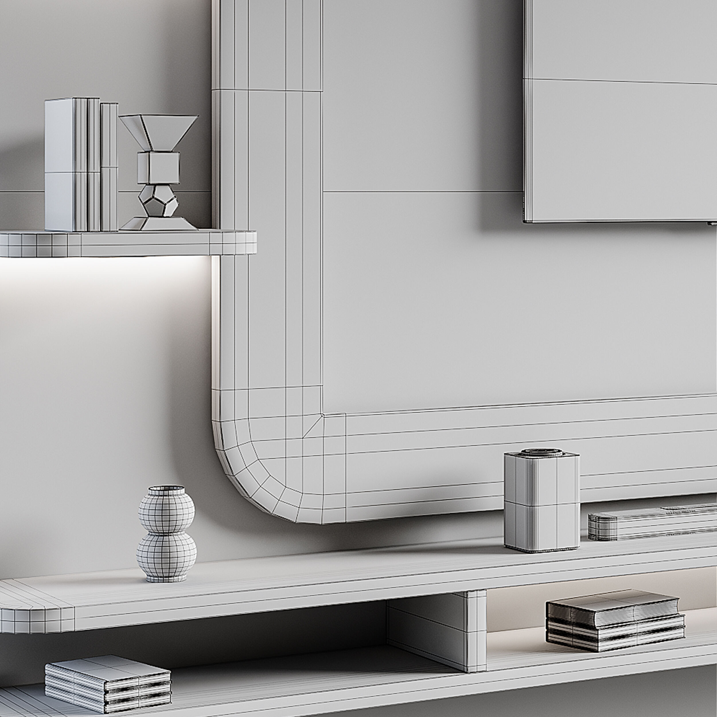Modern TV Wall 024 3D model_14