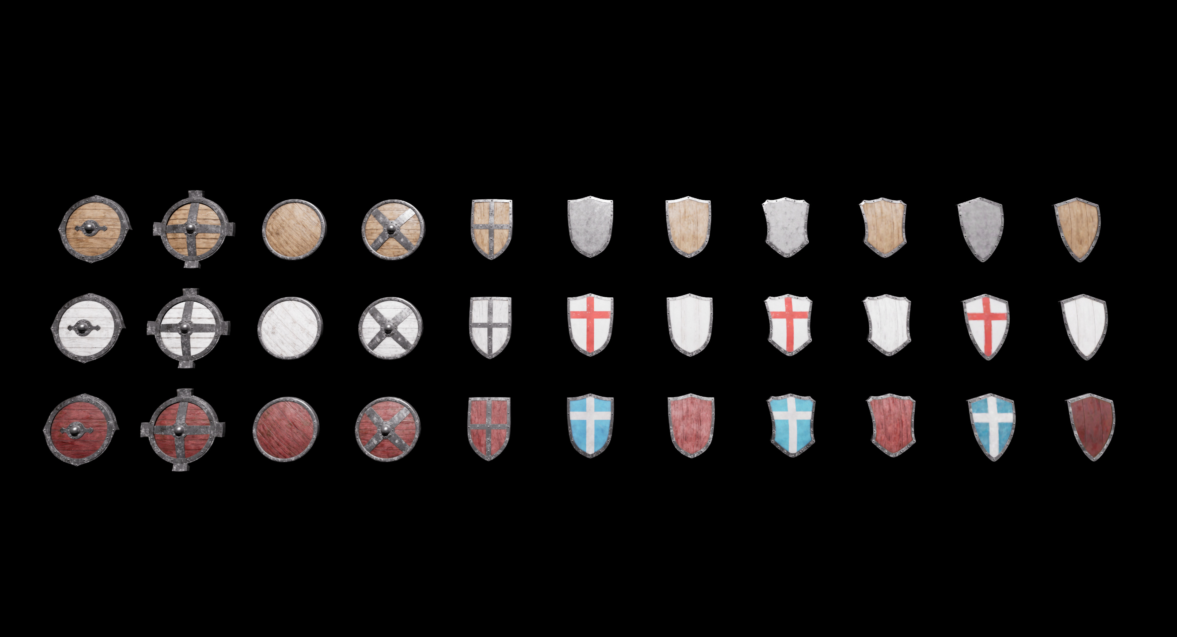 Medieval Shields 3D model_13