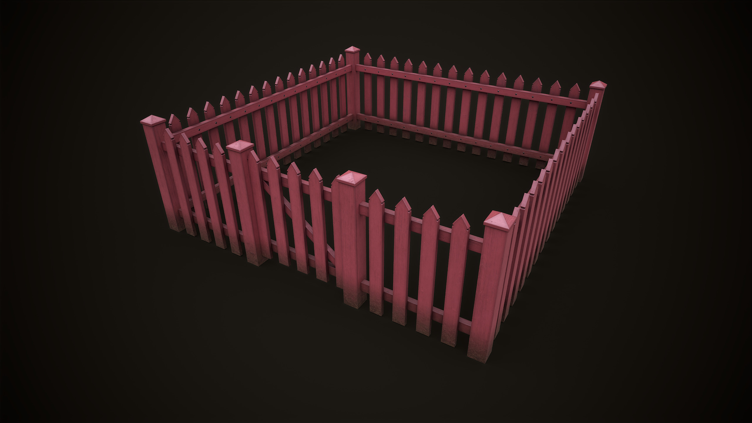 Picket fence  Low-poly 3D model_12