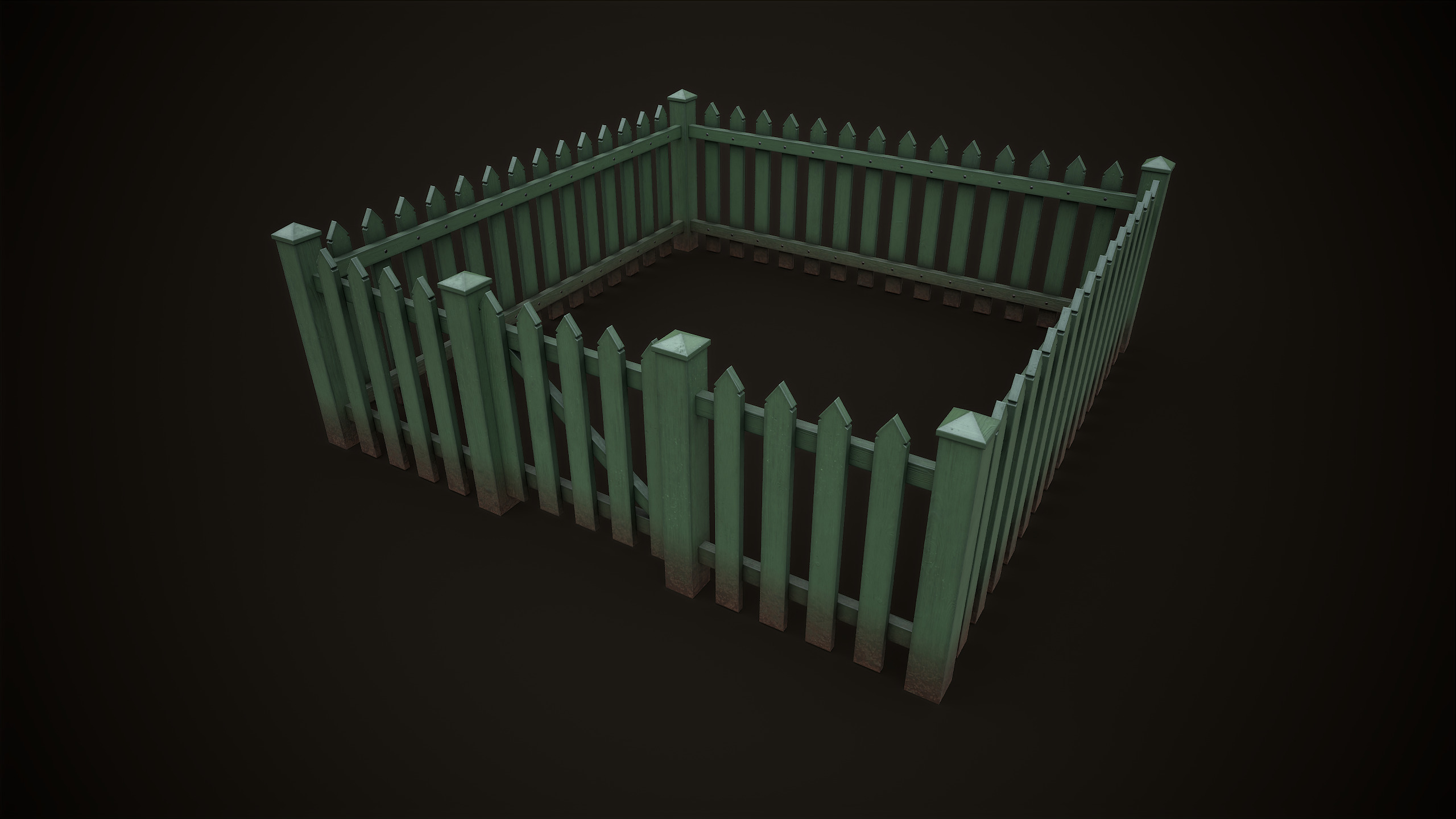 Picket fence  Low-poly 3D model_10
