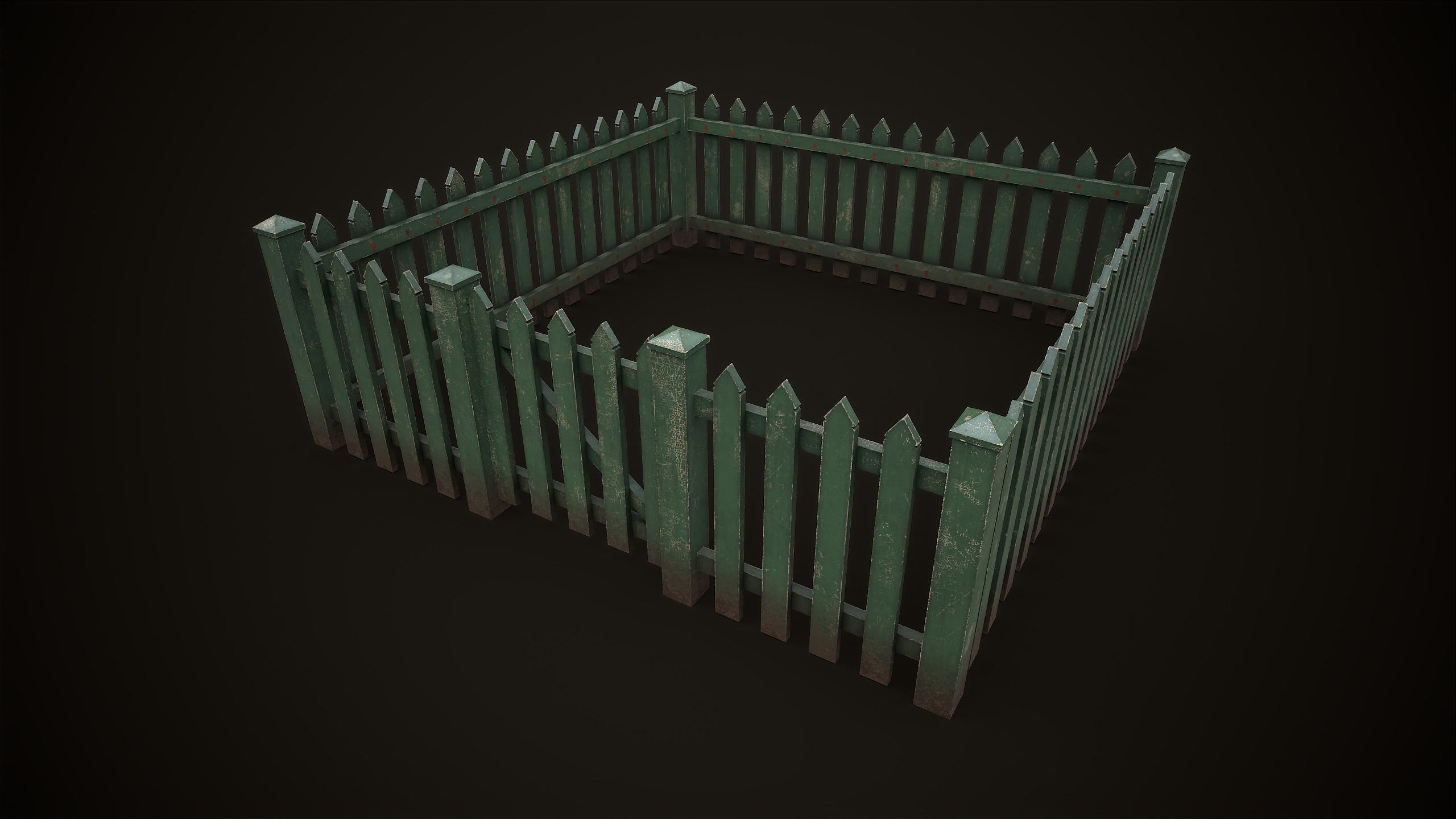 Picket fence  Low-poly 3D model_8