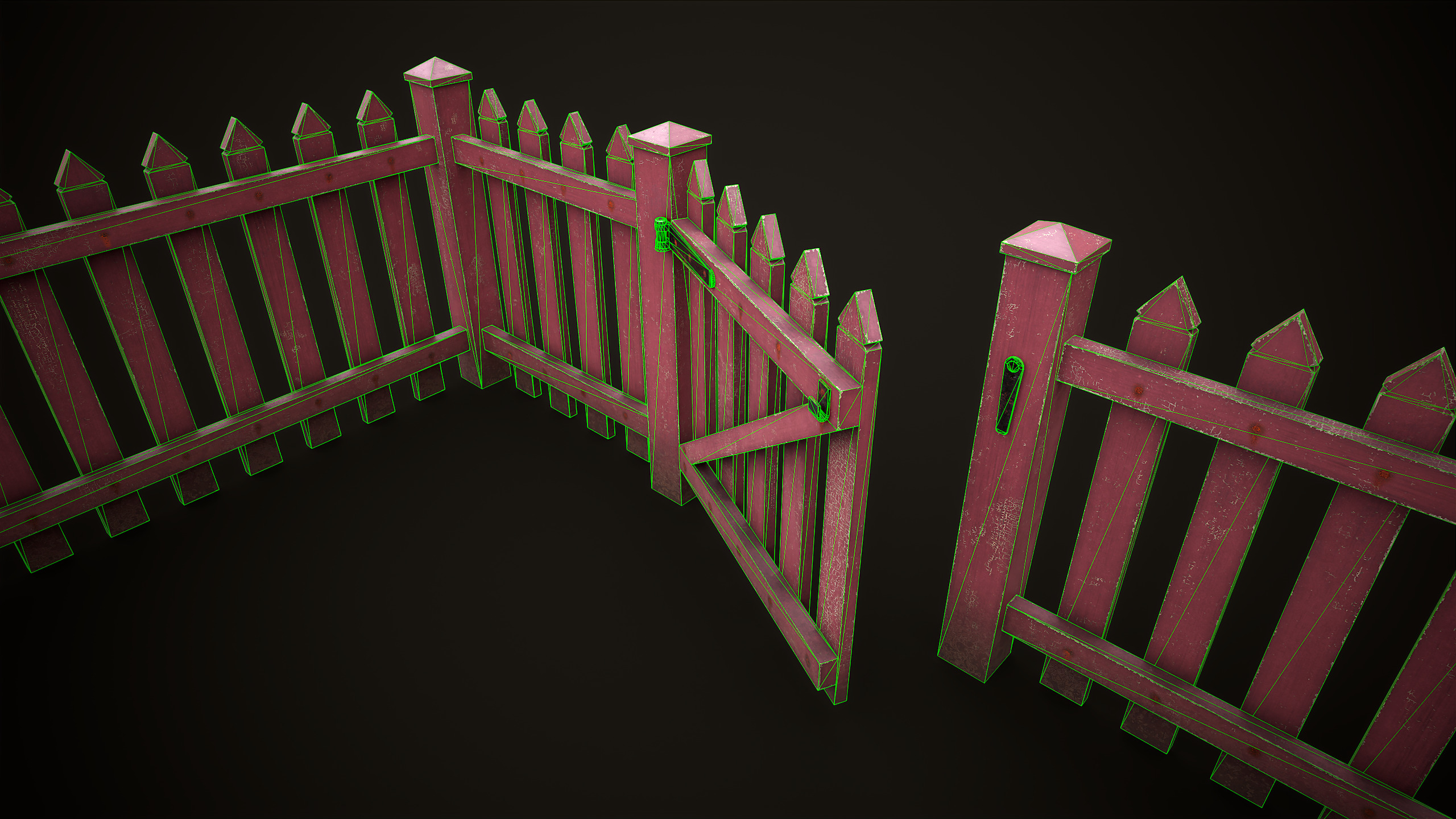 Picket fence  Low-poly 3D model_14