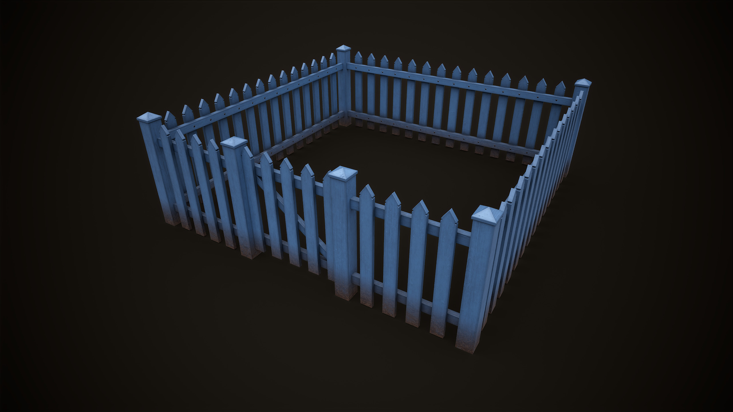 Picket fence  Low-poly 3D model_11