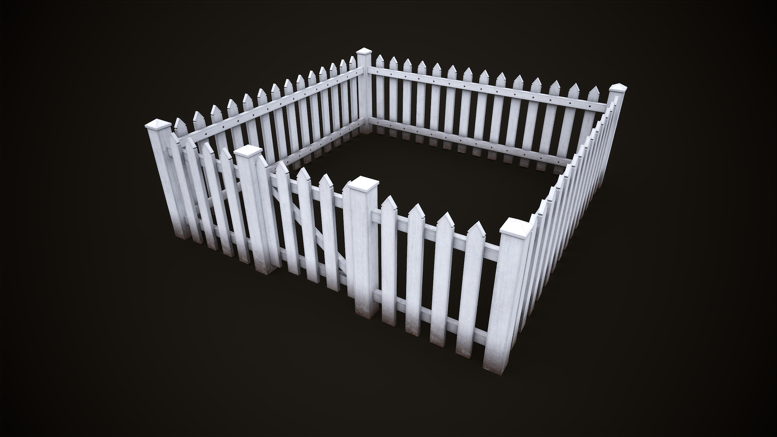 Picket fence  Low-poly 3D model_9