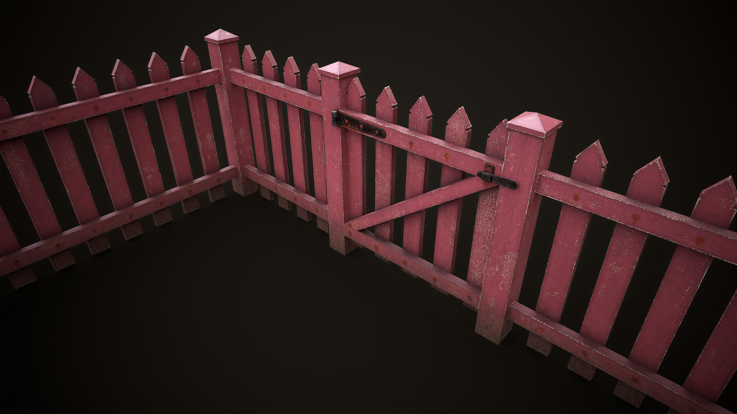 Picket fence  Low-poly 3D model_2