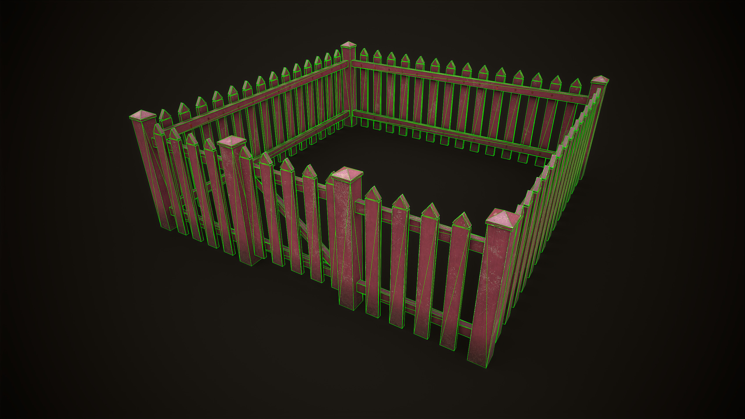 Picket fence  Low-poly 3D model_13