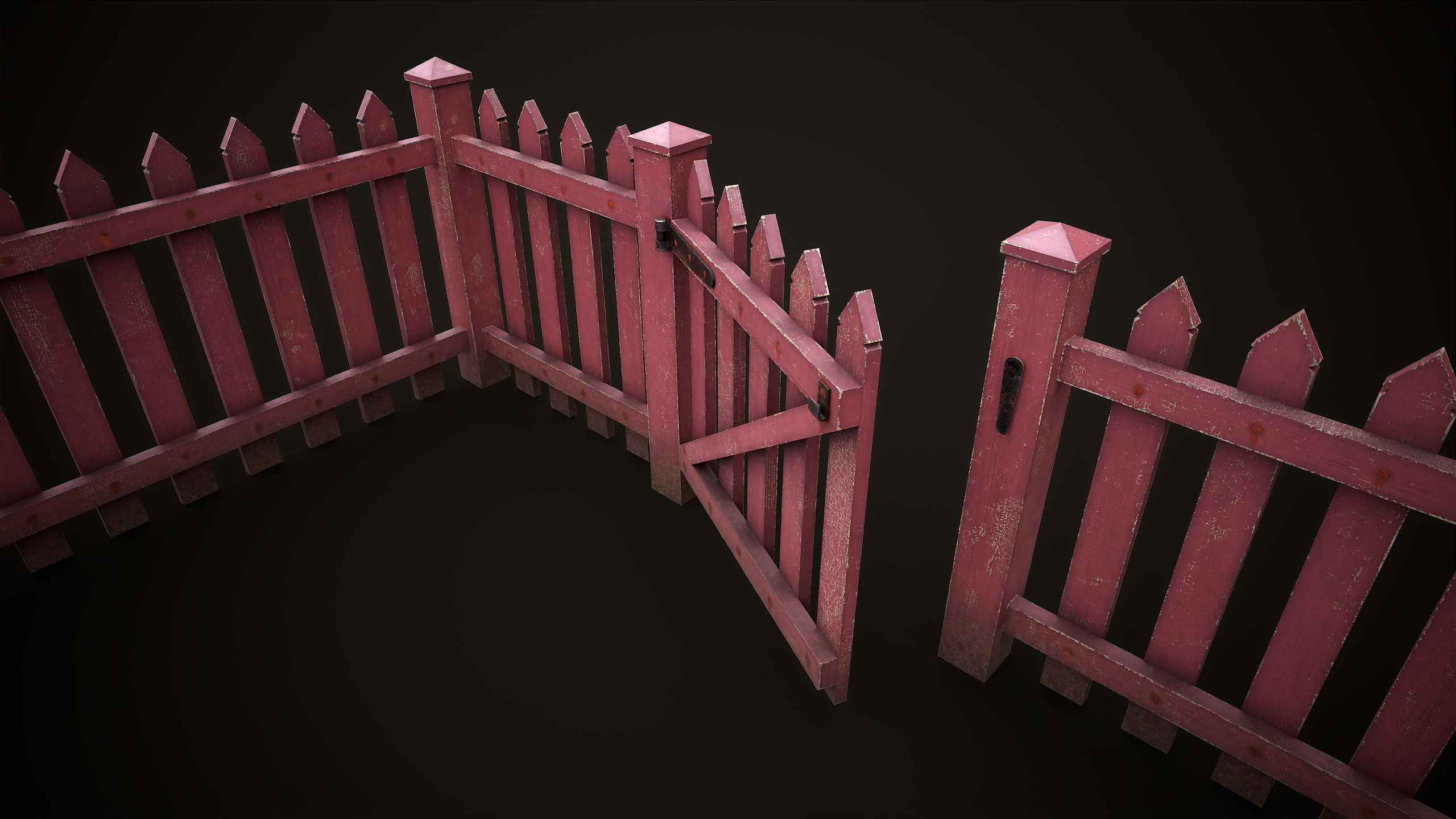 Picket fence  Low-poly 3D model_3