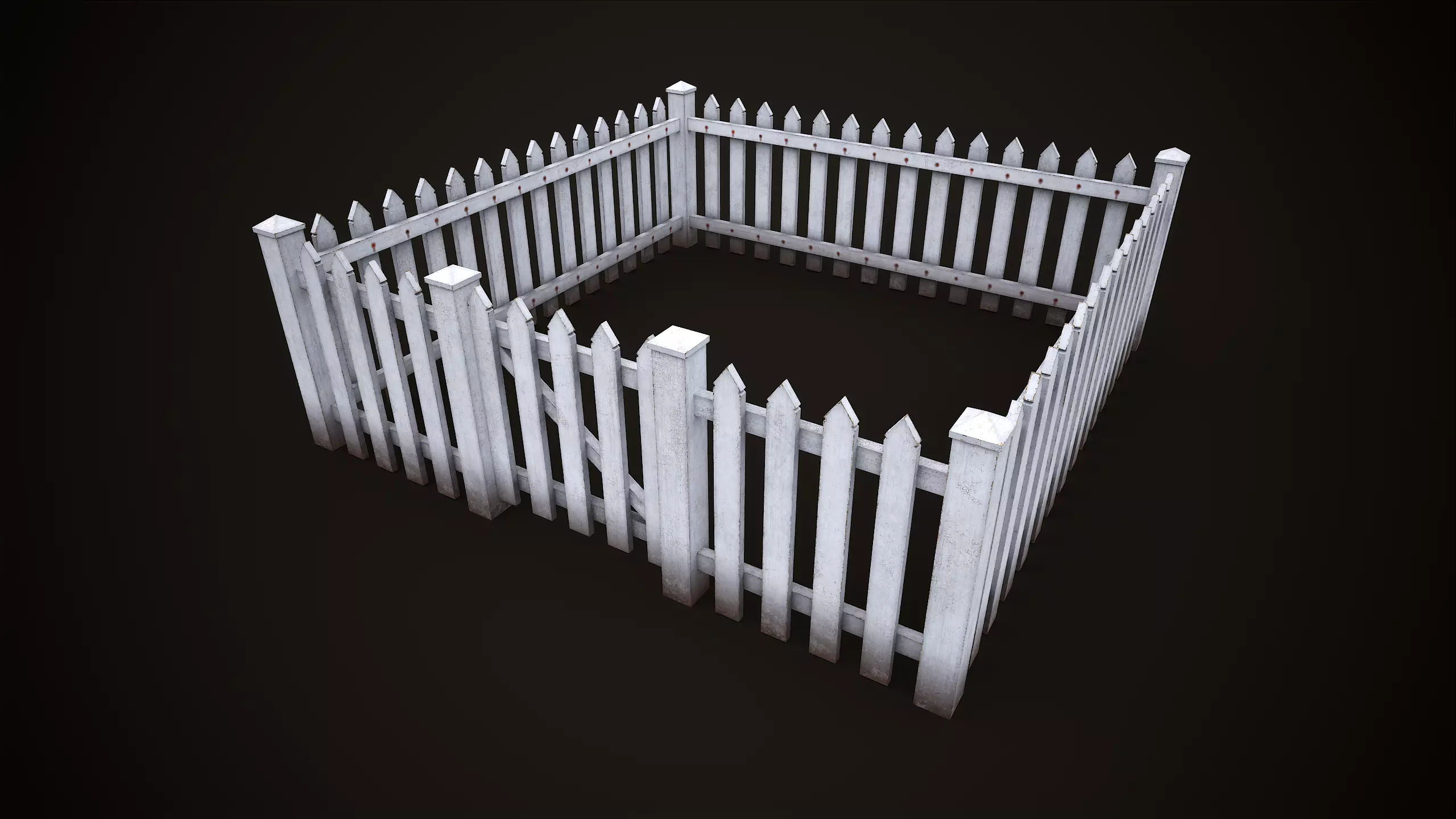 Picket fence  Low-poly 3D model_0