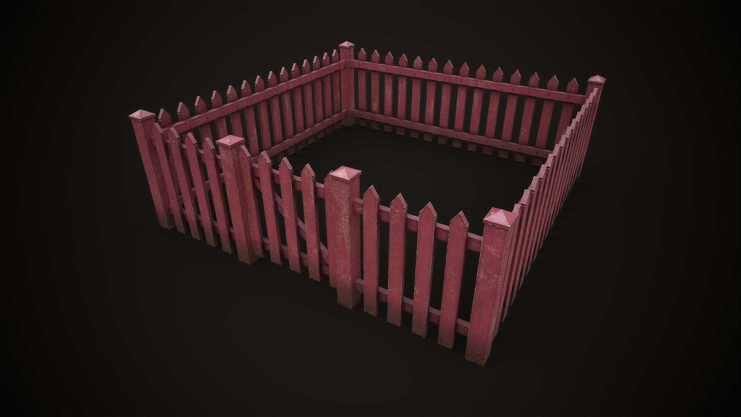 Picket fence  Low-poly 3D model_7