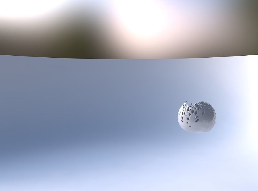 Bowl spheric wavy with smooth crystal skin with holes 3D print model_4