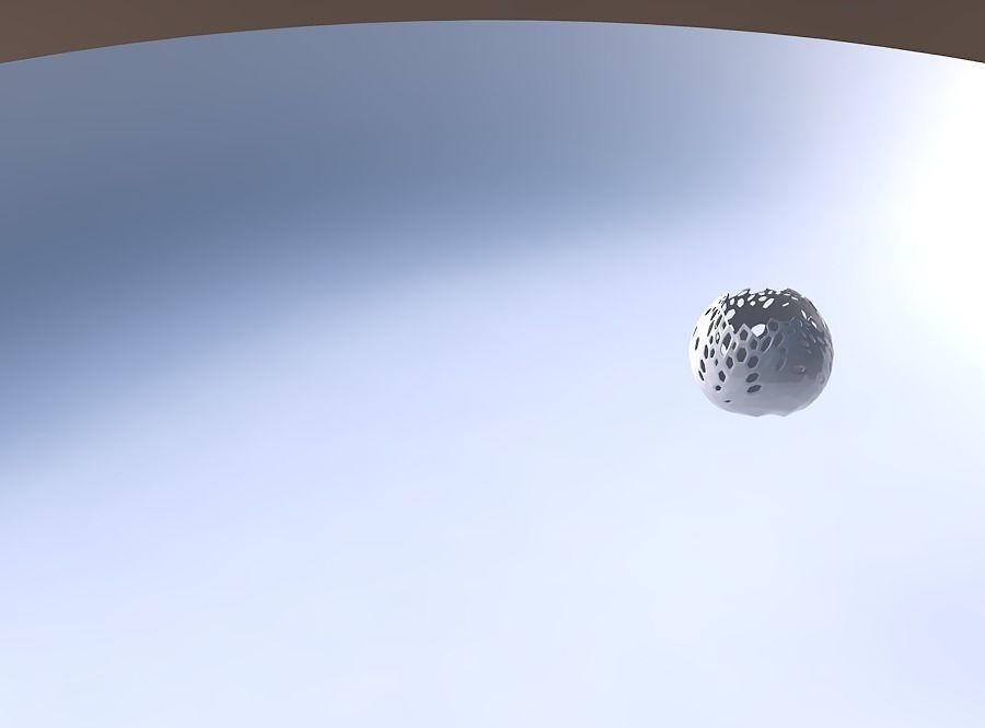 Bowl spheric wavy with smooth crystal skin with holes 3D print model_3