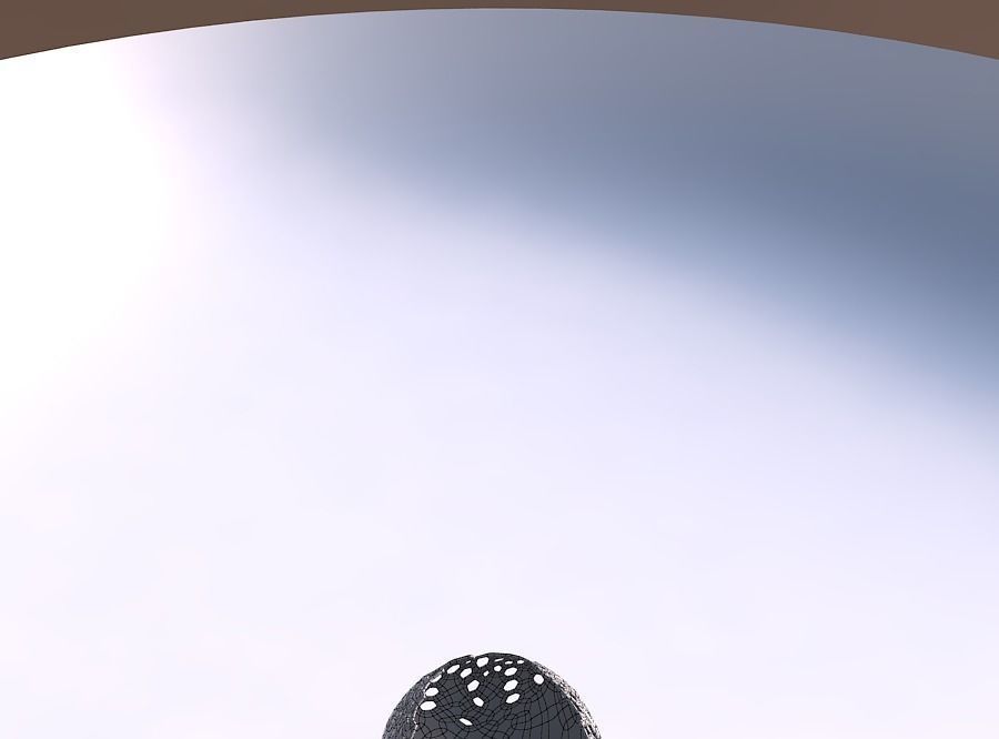 Bowl spheric wavy with smooth crystal skin with holes 3D print model_5